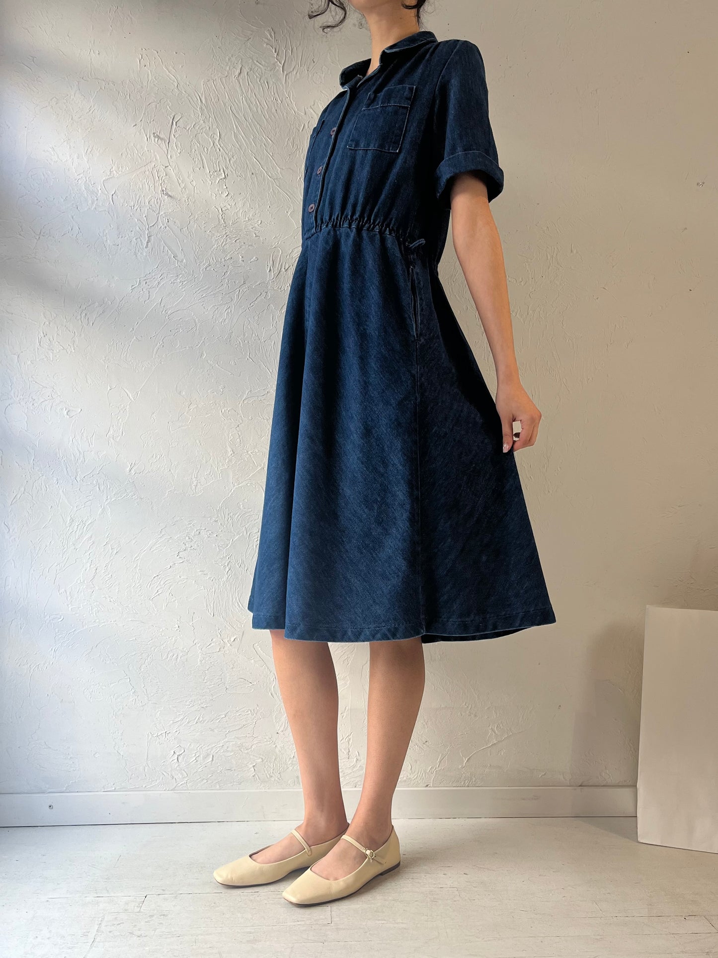 70s ‘Imagine Me’ Collared Denim Dress / Large