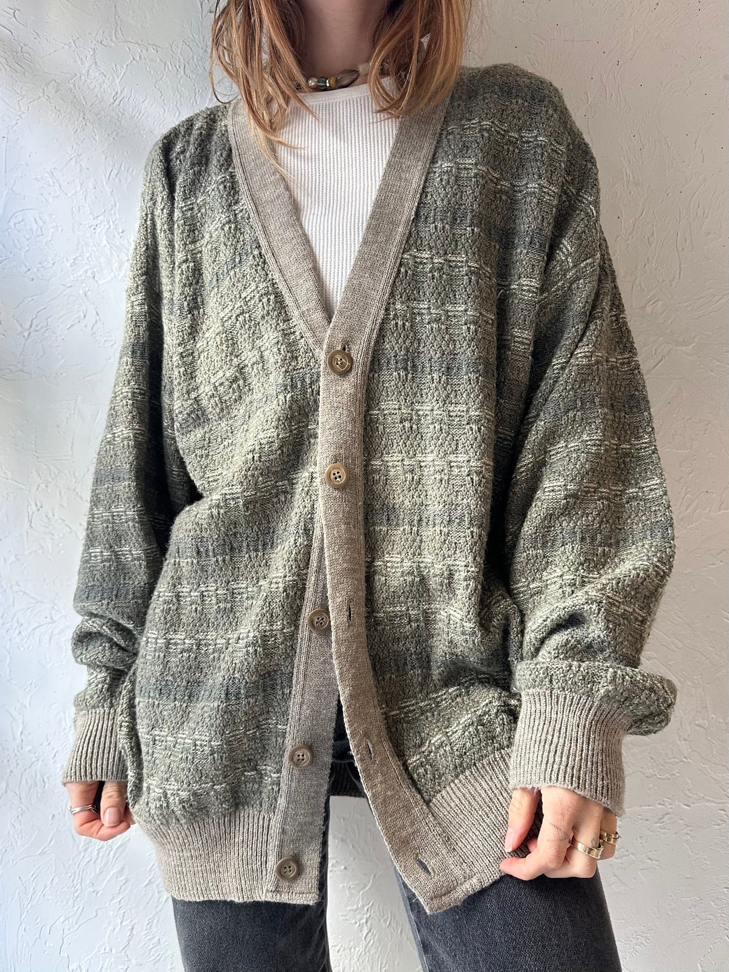 90s 'Jantzen' Knit Grandpa Cardigan Sweater / XL