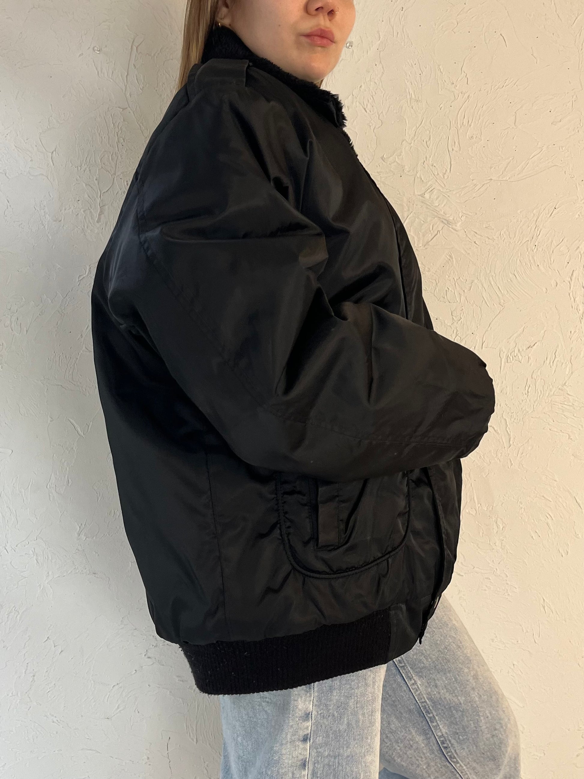 Vintage Black Naval Bomber Jacket / Large
