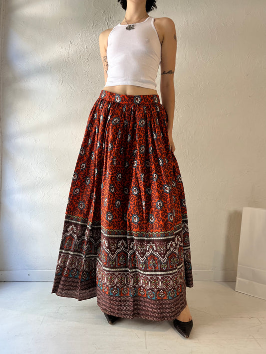 Vintage Handmade Patterned Maxi Skirt / Medium