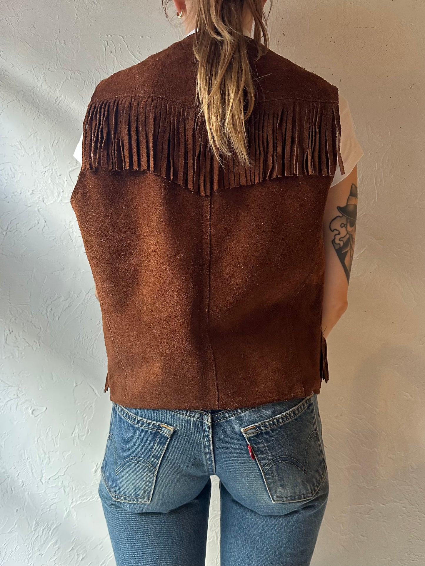70s 'Levis' Leather Fringe Vest / Medium