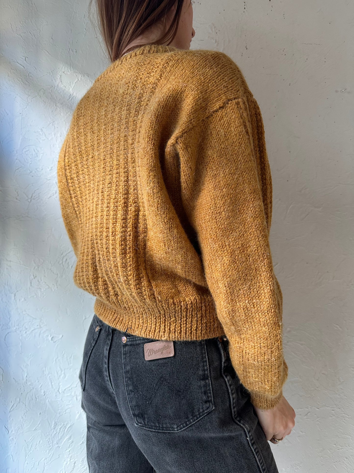 Vintage Handmade Brunt Orange Knit Cropped Sweater / Small