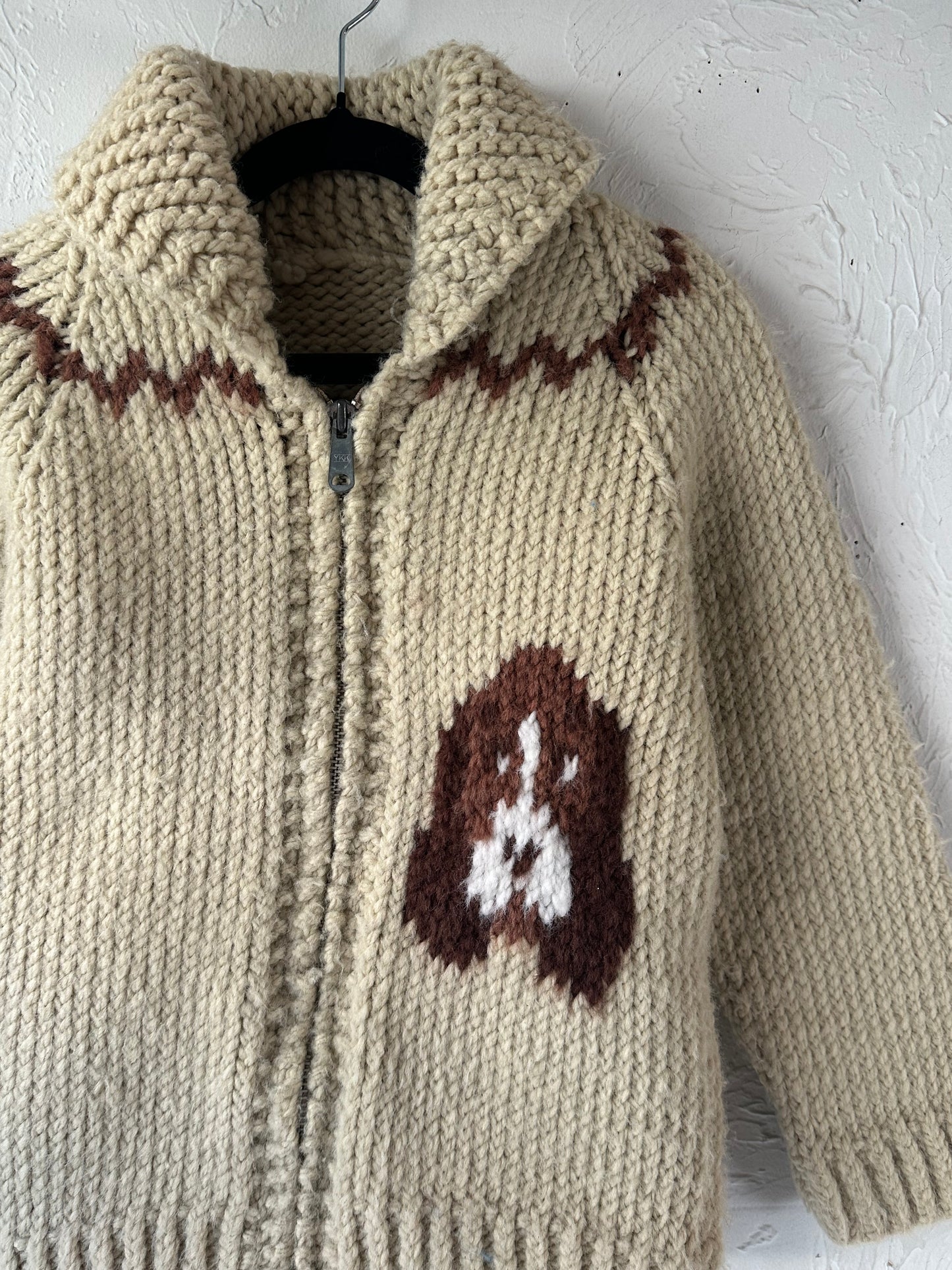 Vintage Kids Hand Knit Dog Sweater / 4 - 6