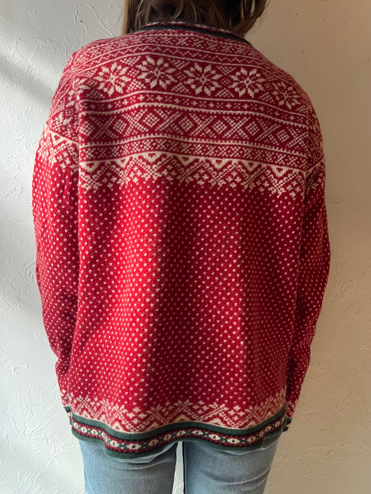 90s ‘LL Bean’ Red Nordic Wool Sweater / Large