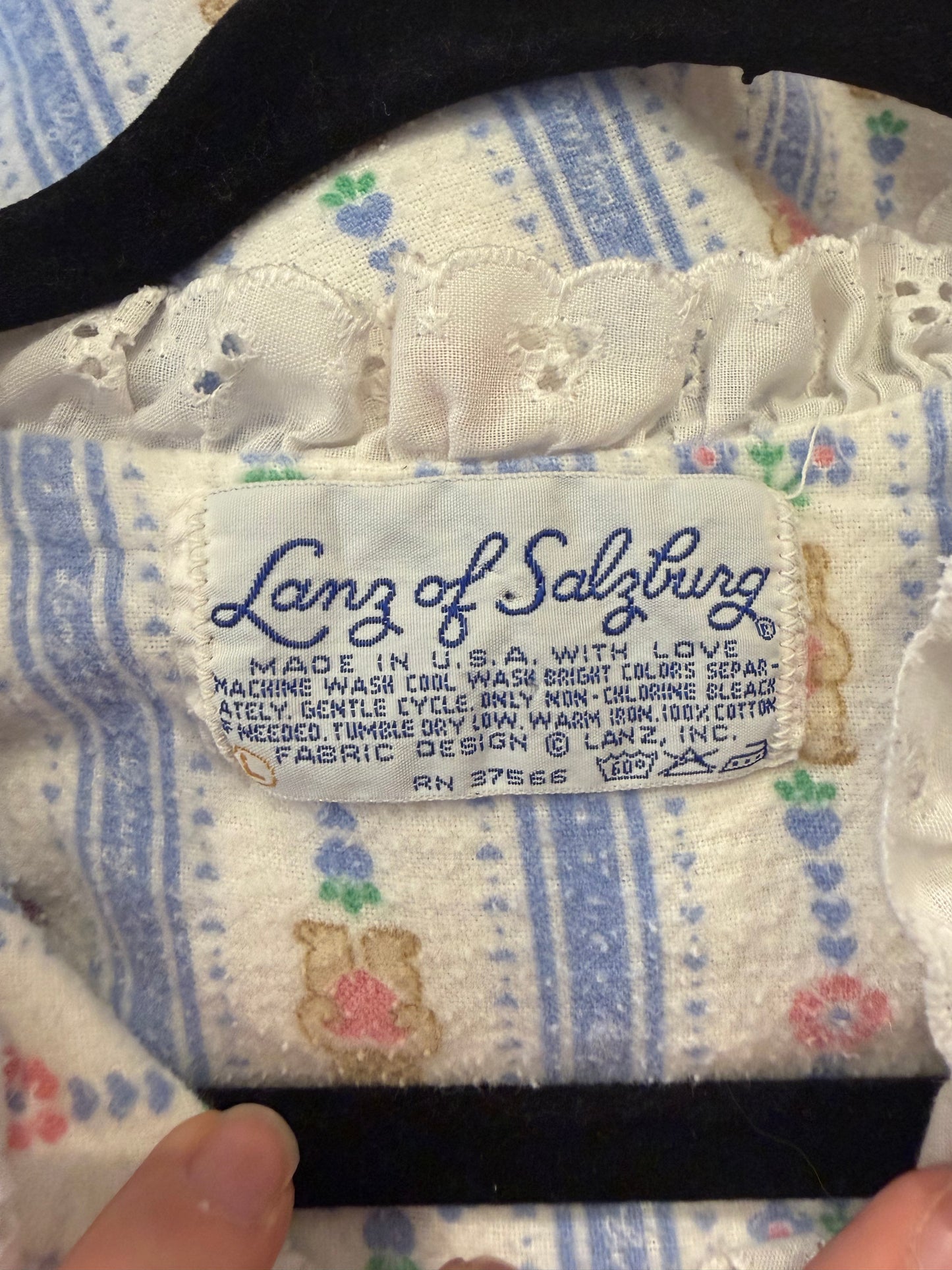 90s 'Lanz of Salzburg' Teddy Bear Flannel Night Gown / Small