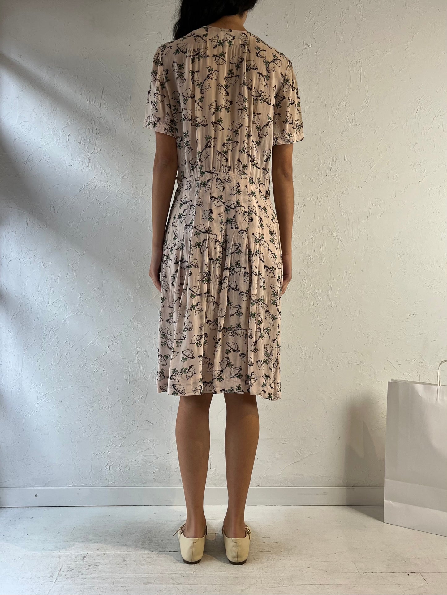 60s / 70s ‘Cay Artley’ Pale Pink Midi Dress / Medium