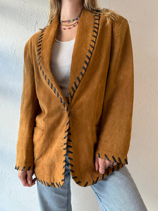 80s 'Dalmys' Oversized Suede Jacket / Large