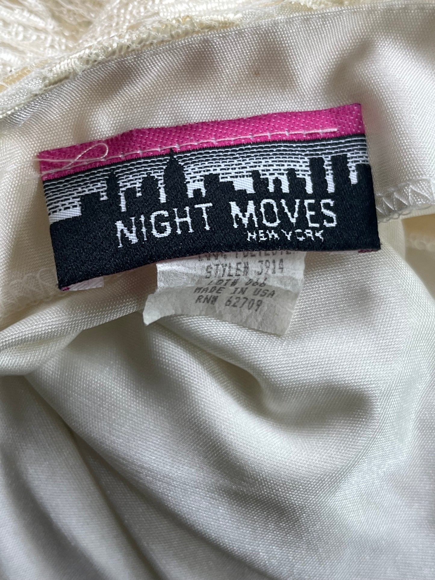 80s 'Night Moves' Cream Lace Formal Dress / Small
