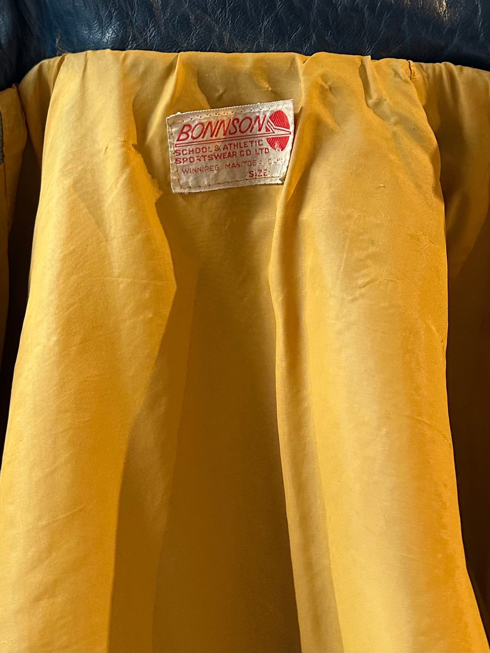 70s ‘Bonson’ Mechanical Engineering Leather Varsity Jacket / Small