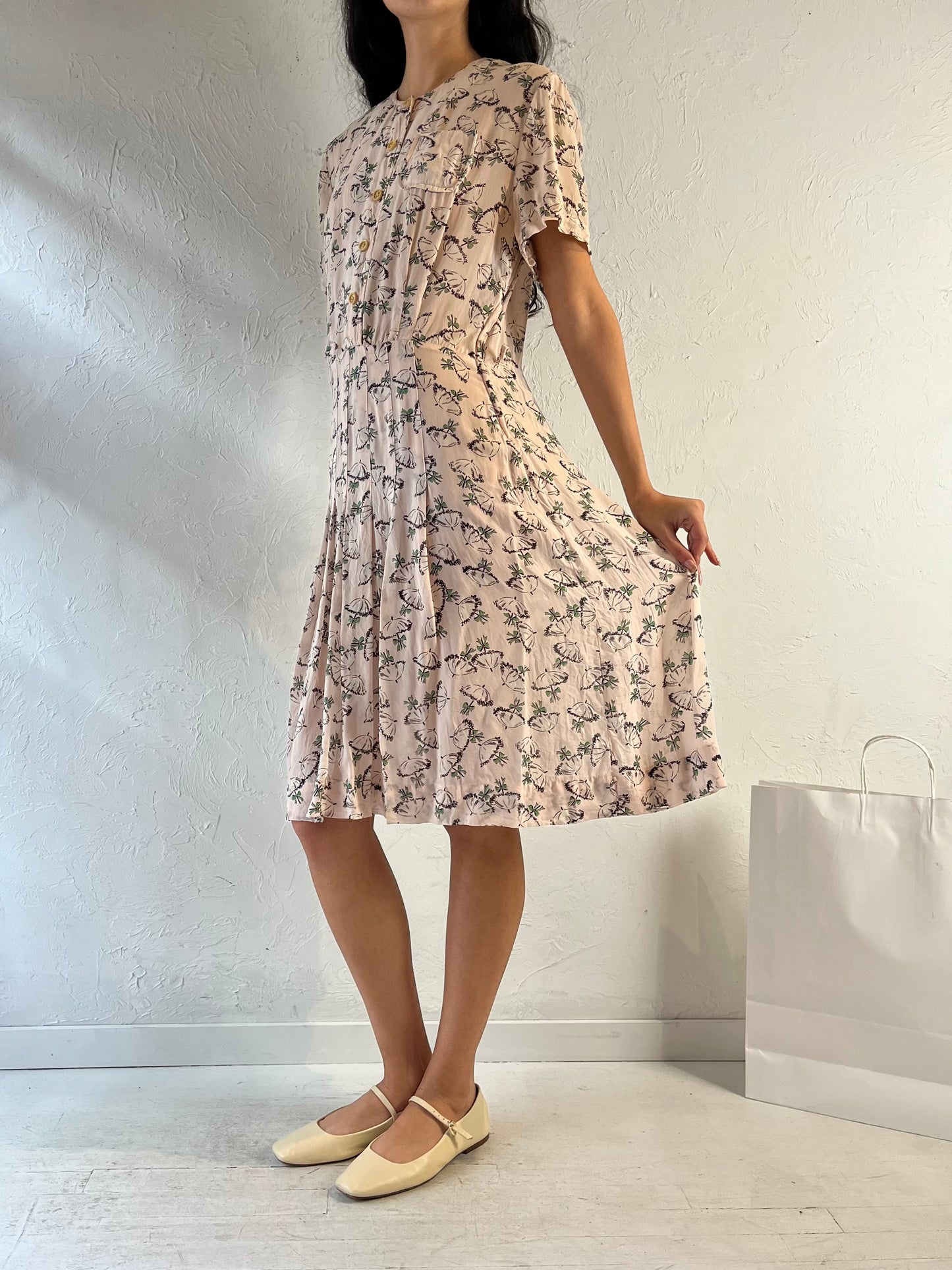 60s / 70s ‘Cay Artley’ Pale Pink Midi Dress / Medium