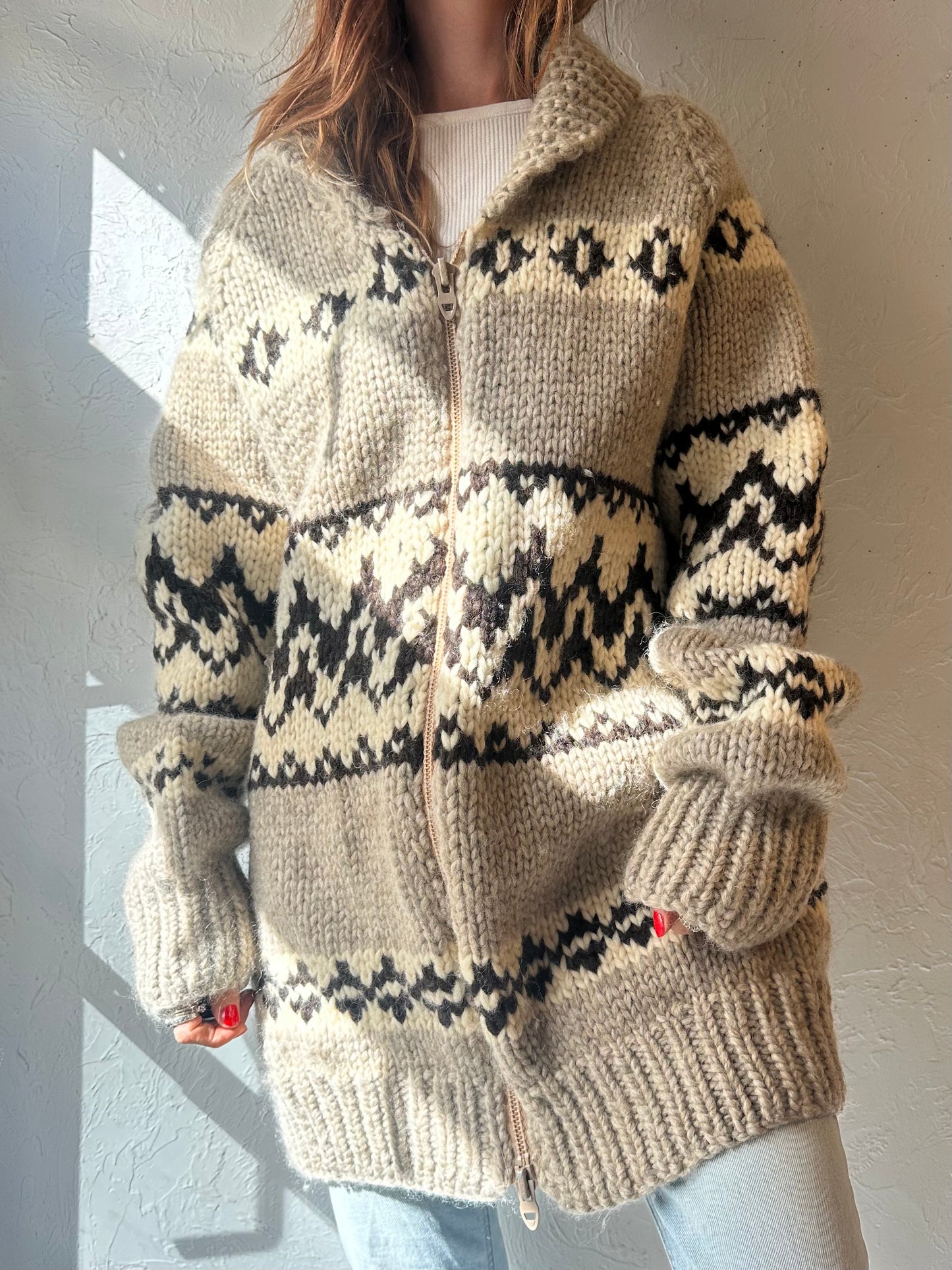 Vintage Hand Knit Chunky Wool Sweater / XXL