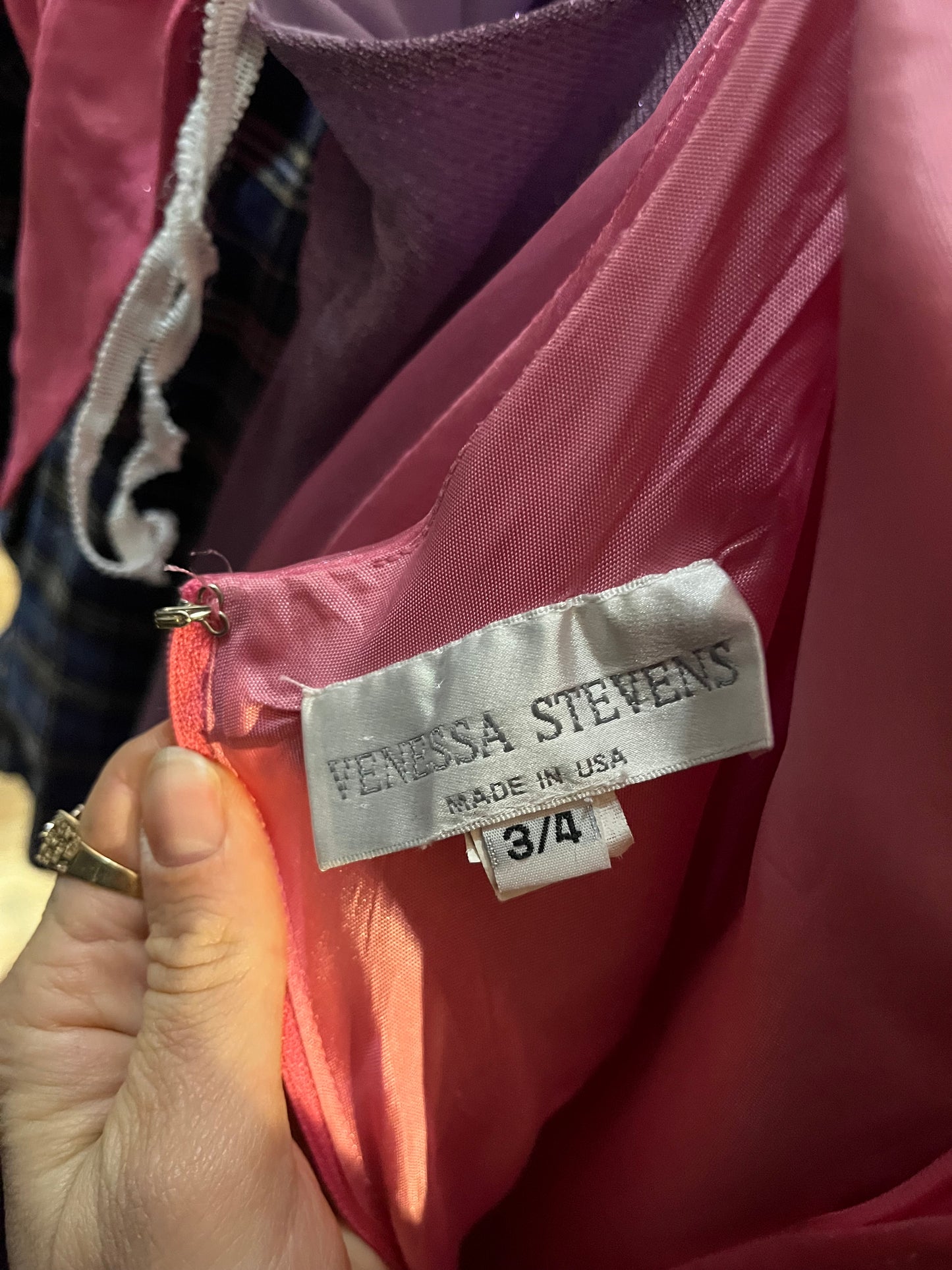 90s 'Venessa Stevens' Formal Pink Strapless Maxi Dress / Small