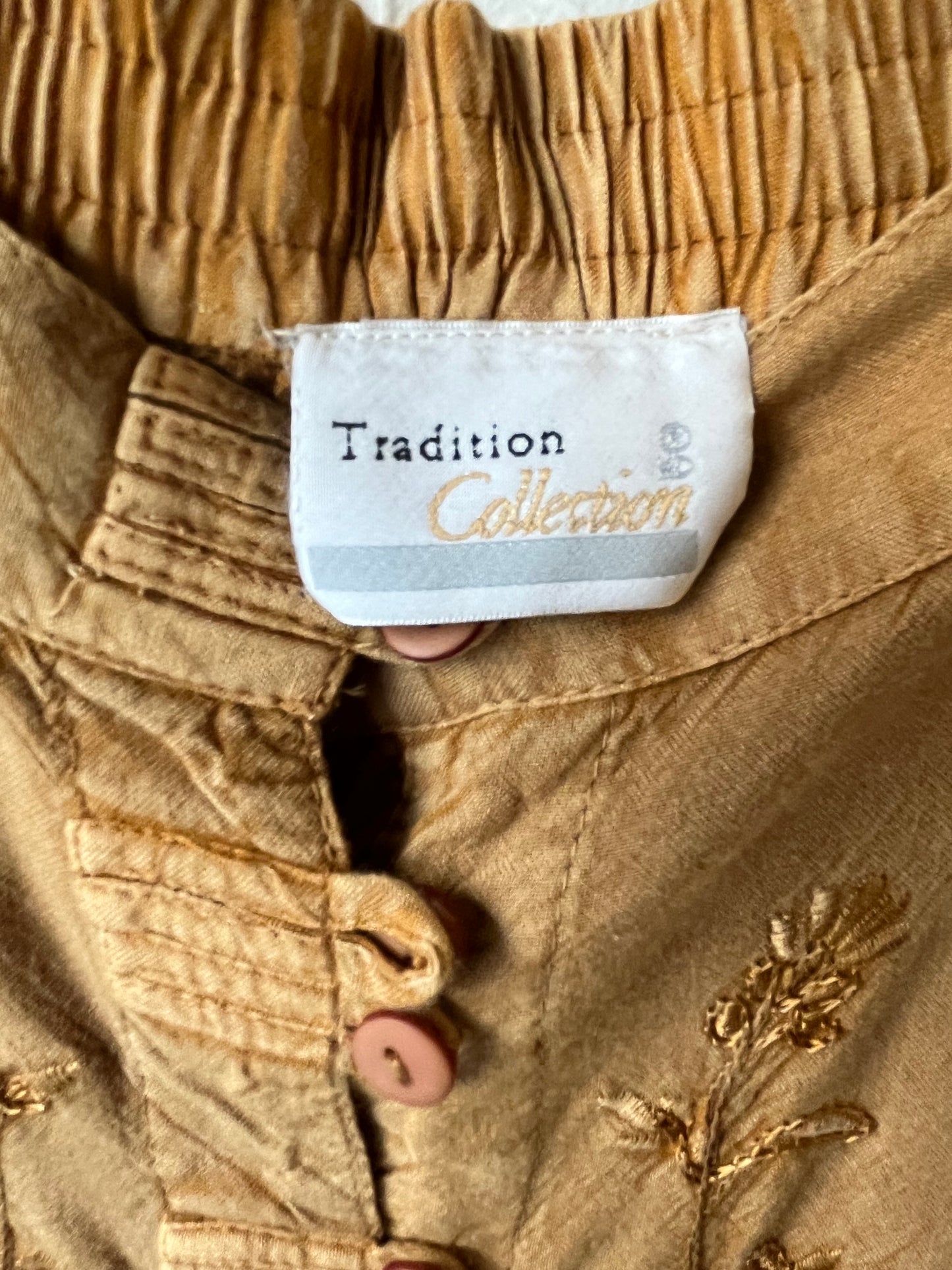 Y2k 'Tradition Collection' Tan Embroidered Fairycore Maxi Skirt / Vintage 2000s Whimsical Boho Cottagecore Prairie Summer Skirt / Medium