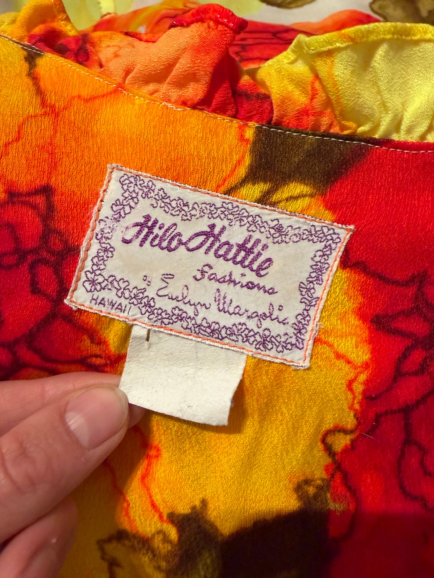 70s 'Hilo Hattie' Neon Floral Print MuuMuu Maxi Dress / Large