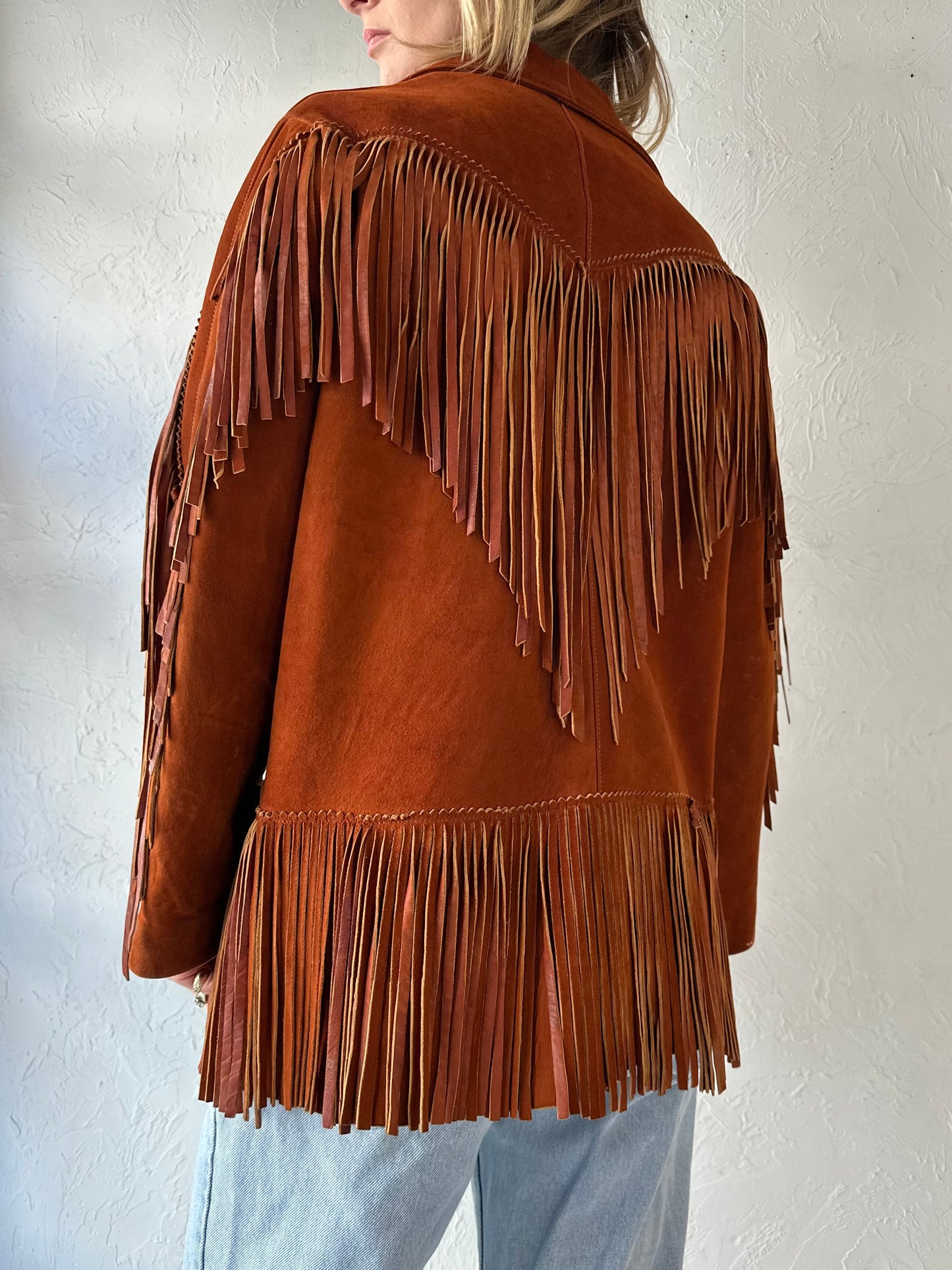 70s 'Cherokee Togs' Soft Suede Fringe Western Jacket / Medium