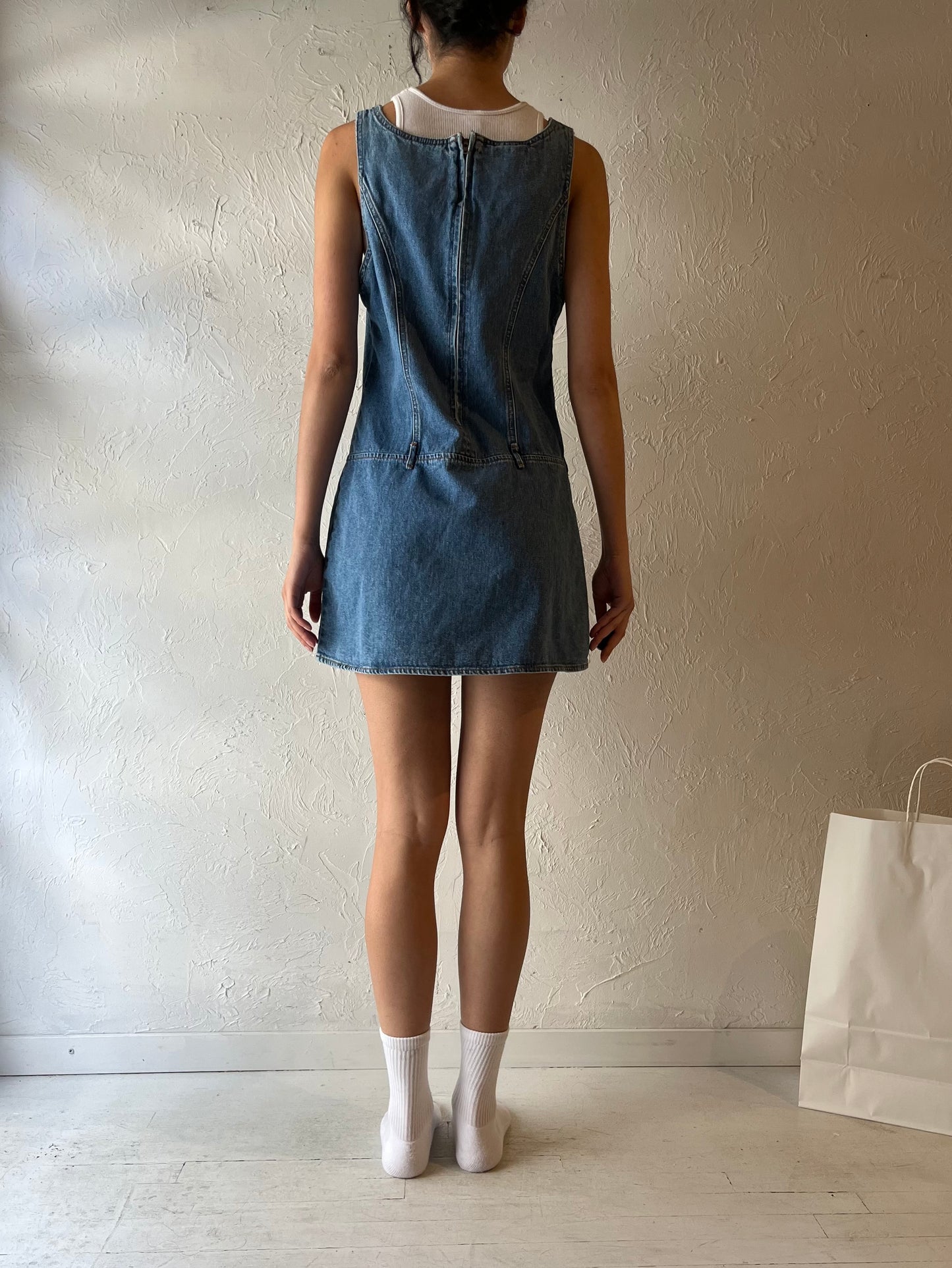 90s ‘Squeeze’ Denim Mini Dress / Small