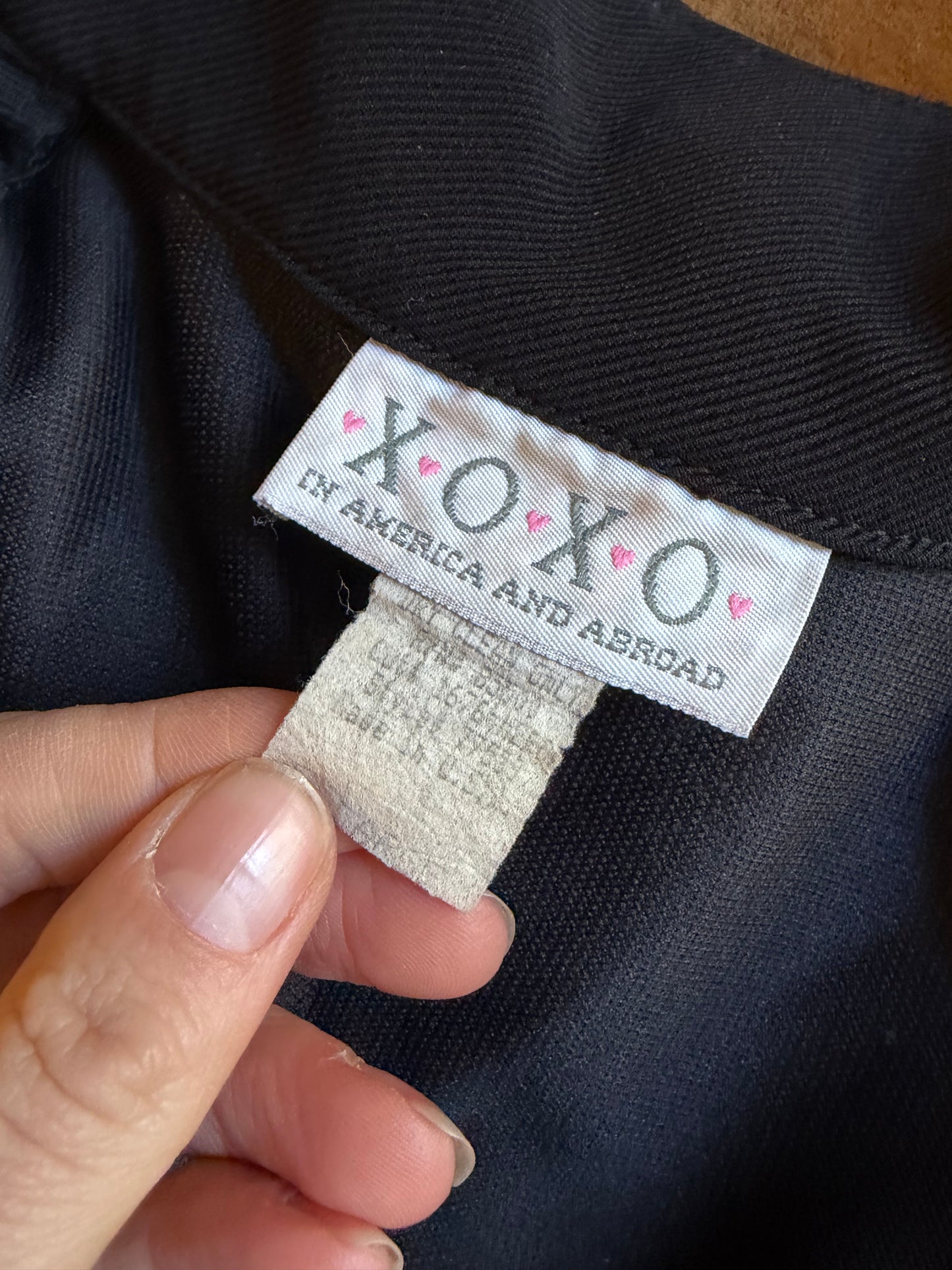 90s 'XOXO' Black Ribbed Knit Micro Mini Blazer Dress / Small