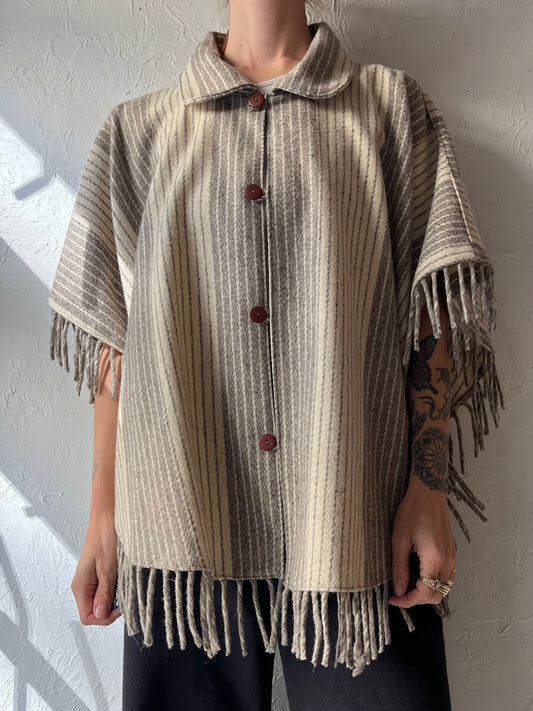 Vintage Knit Striped Cape / Small