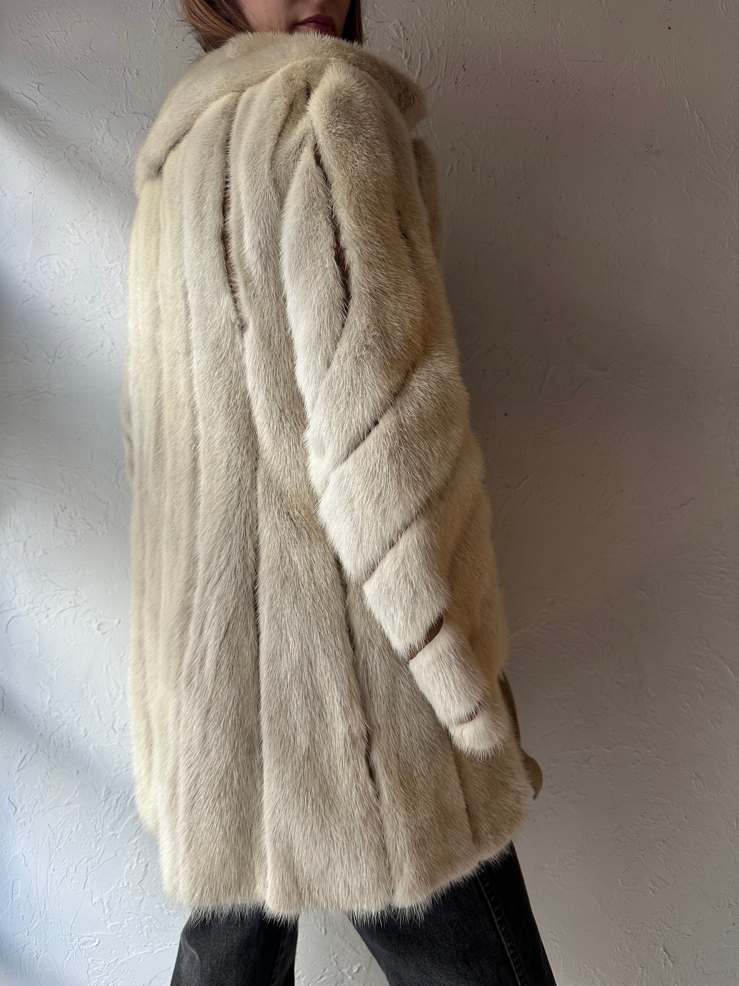 60s 'Malacky Furs' White Fur Coat / Medium