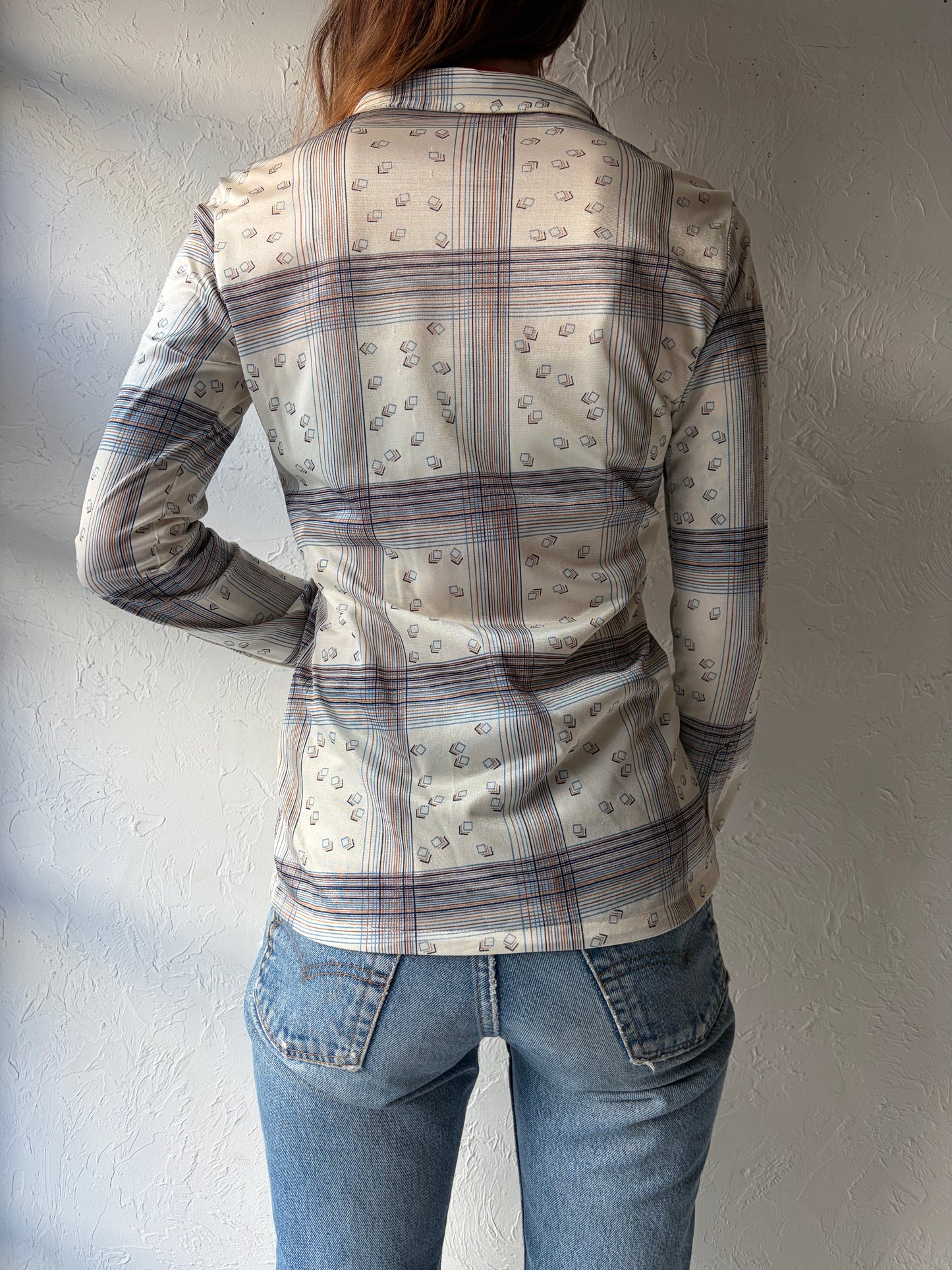 70s Retro Patterned Shirt / Small