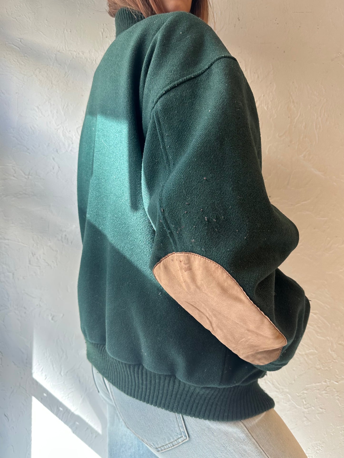 80s 'Eddie Bauer' Green Wool Bomber Jacket / Large