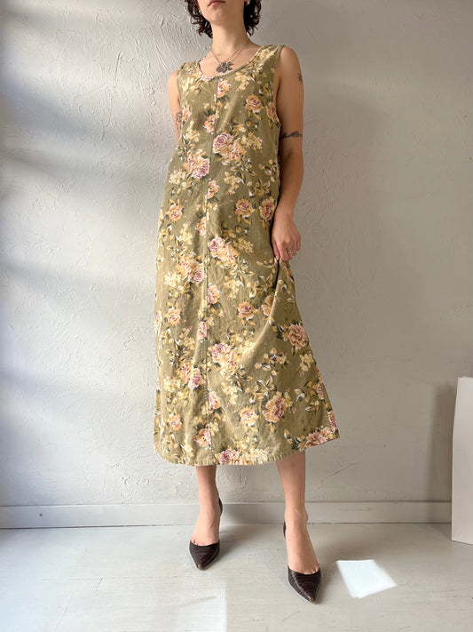 90s 'Jane Ashley' Floral Print  Maxi Dress / Medium