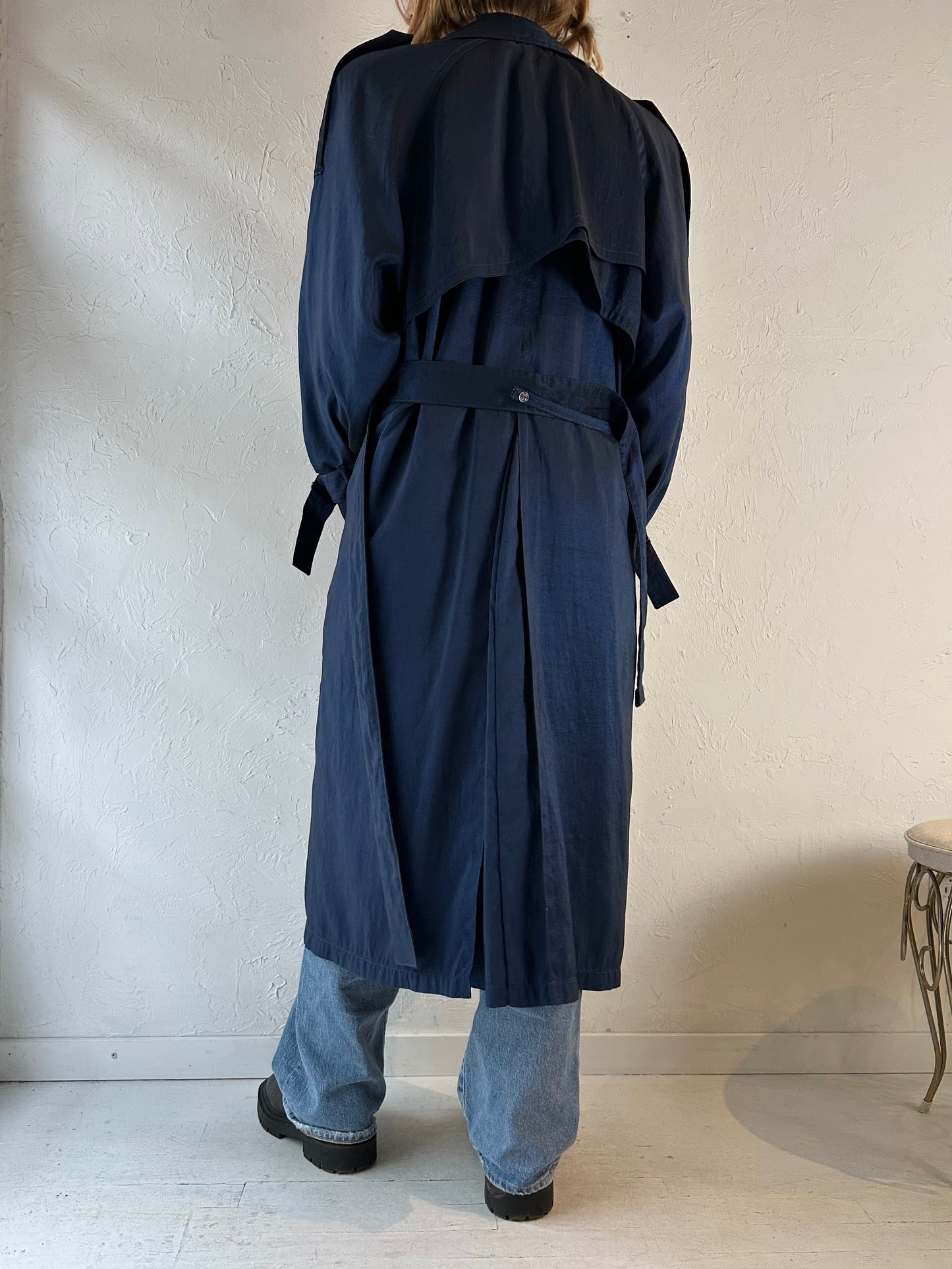 90s ‘London Fog’ Matalic Blue Trench Coat / Medium - Large