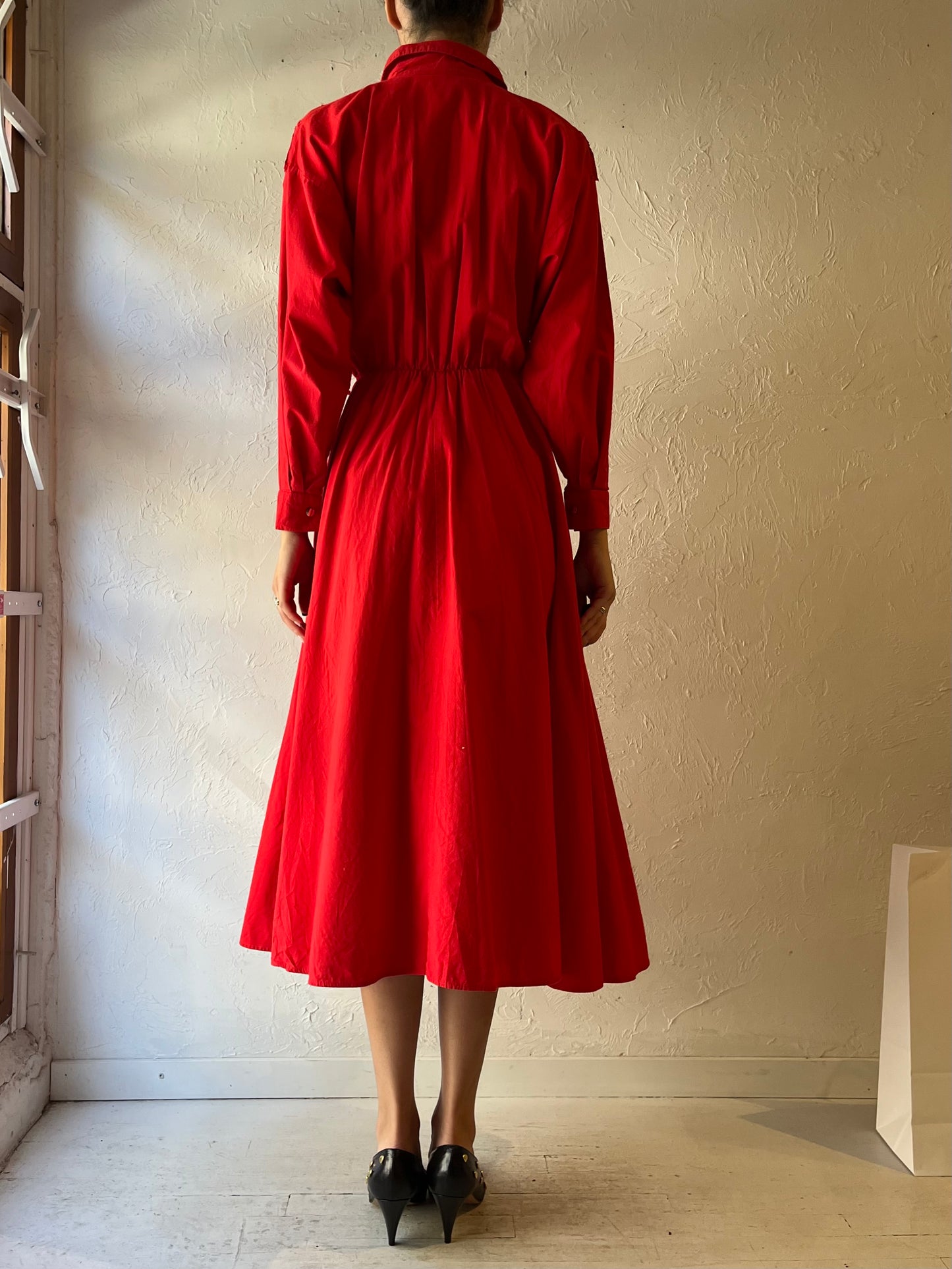 80s 'Lila Suilty' Red Fringe Western Dress / Small