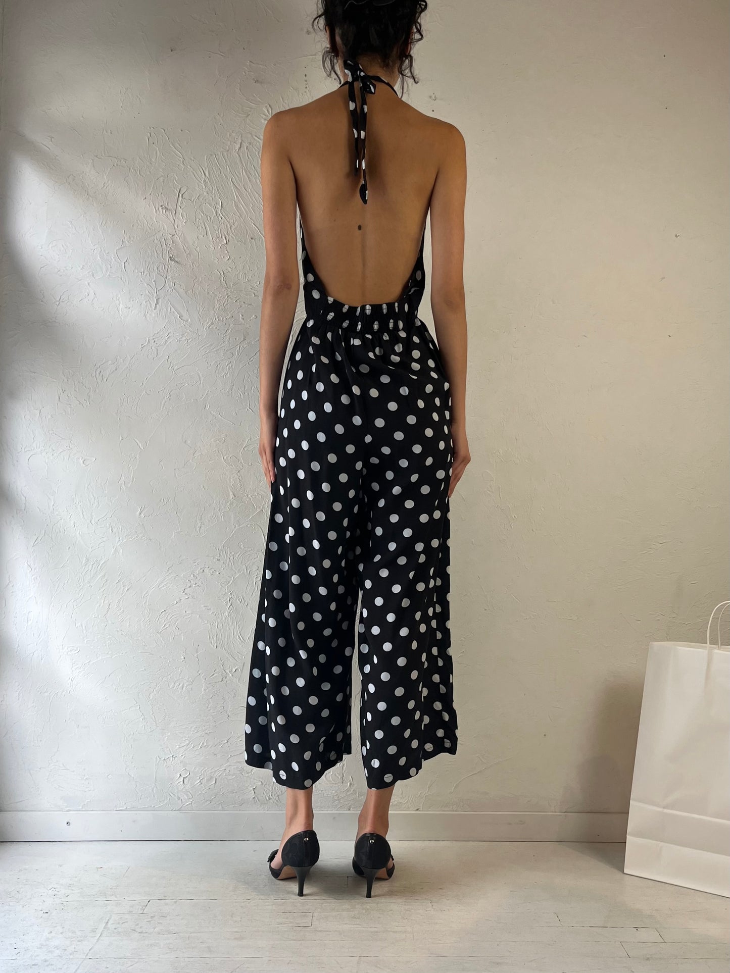90s ‘Miss Lee’ Polka Dot Jumpsuit / Large