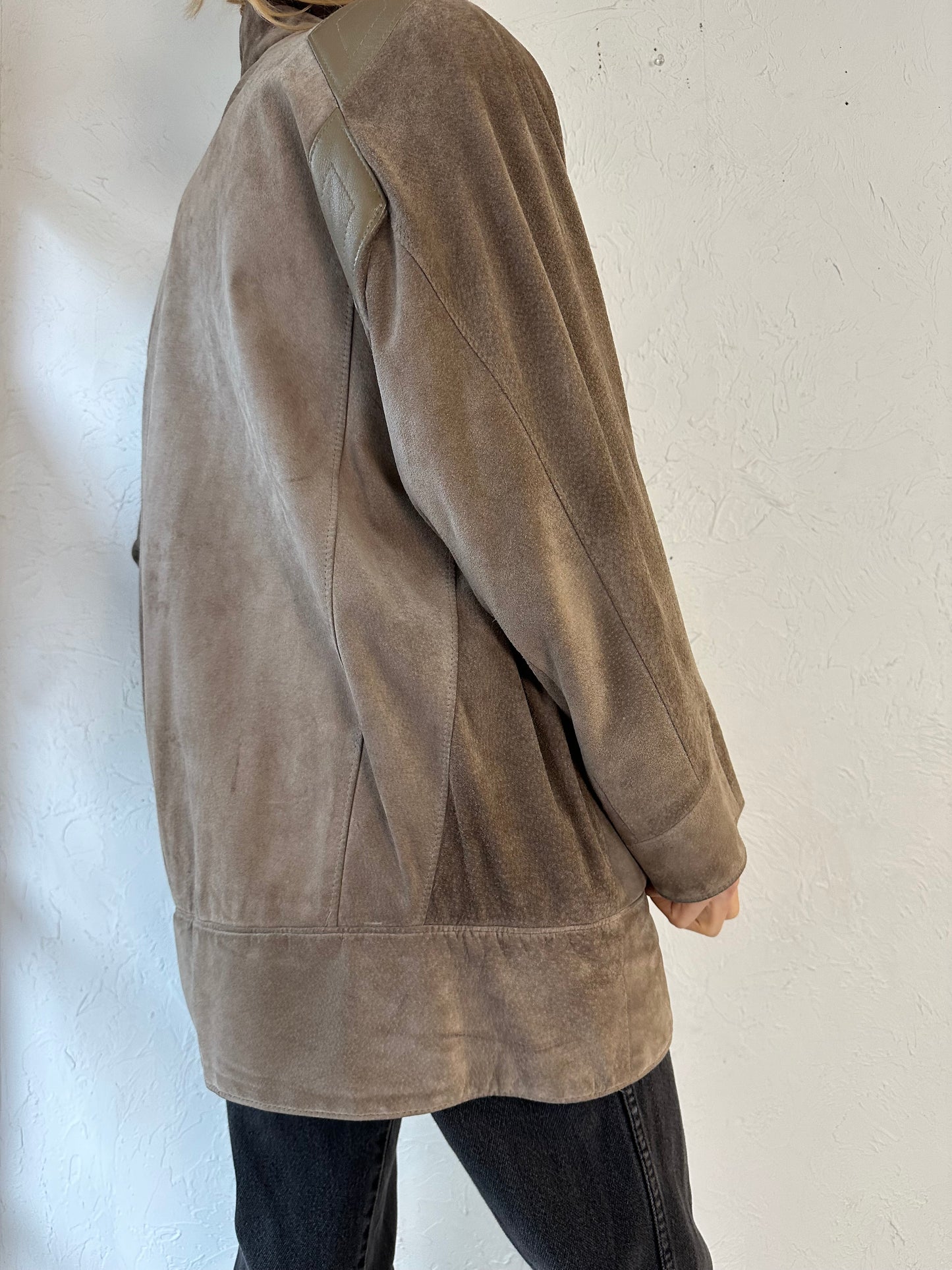 80s 'The Olde Hide House' Beige Suede Leather Jacket / Medium - Large