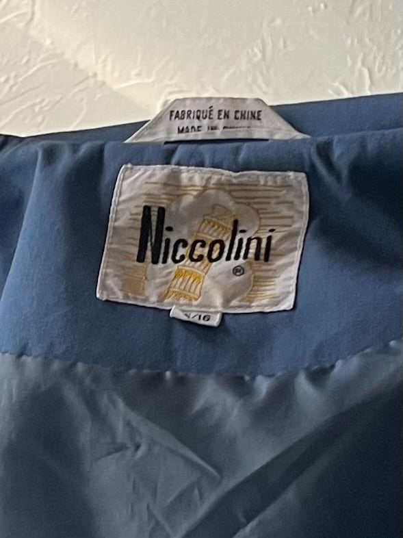 90s 'Niccolini' Blue Minimalist Old Money Academia Fall Trench Coat / Medium