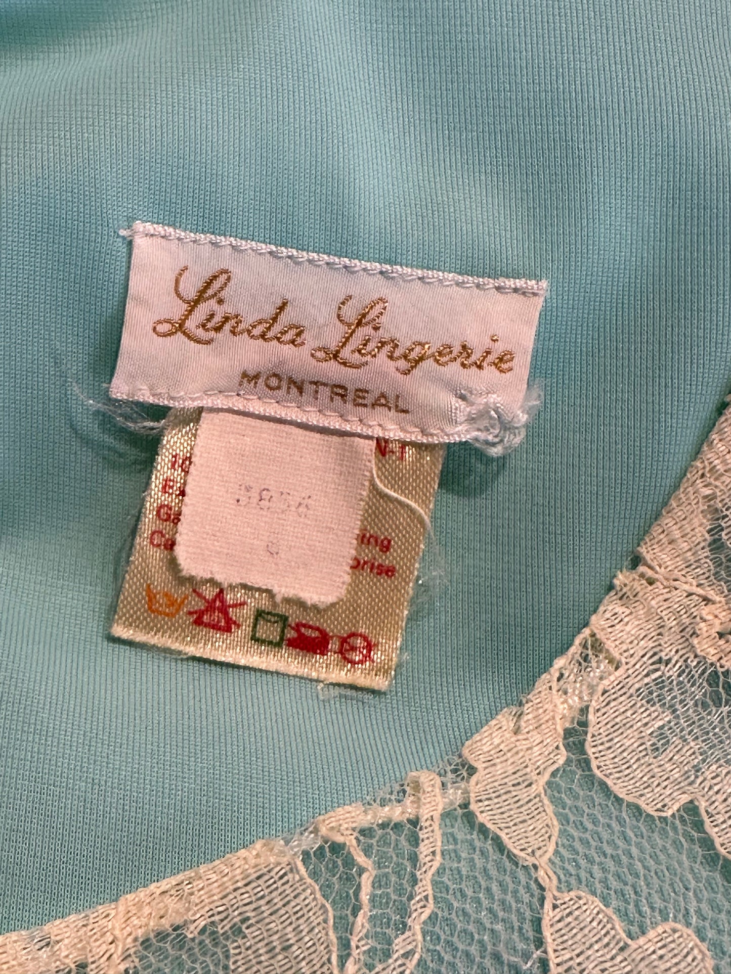 80s 'Linda Lingerie' Blue Night Gown Robe Set / Small - Medium