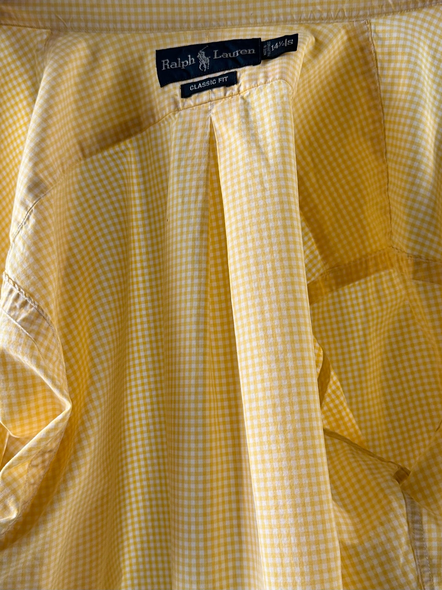 Y2k 'Ralph Lauren' Yellow Gingham Button Up Cotton Shirt / Small