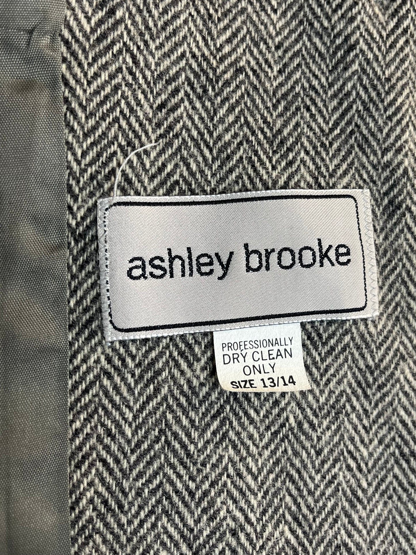 90s ‘Ashley Brooke’ Gray Houndstooth Blazer Jacket / Small