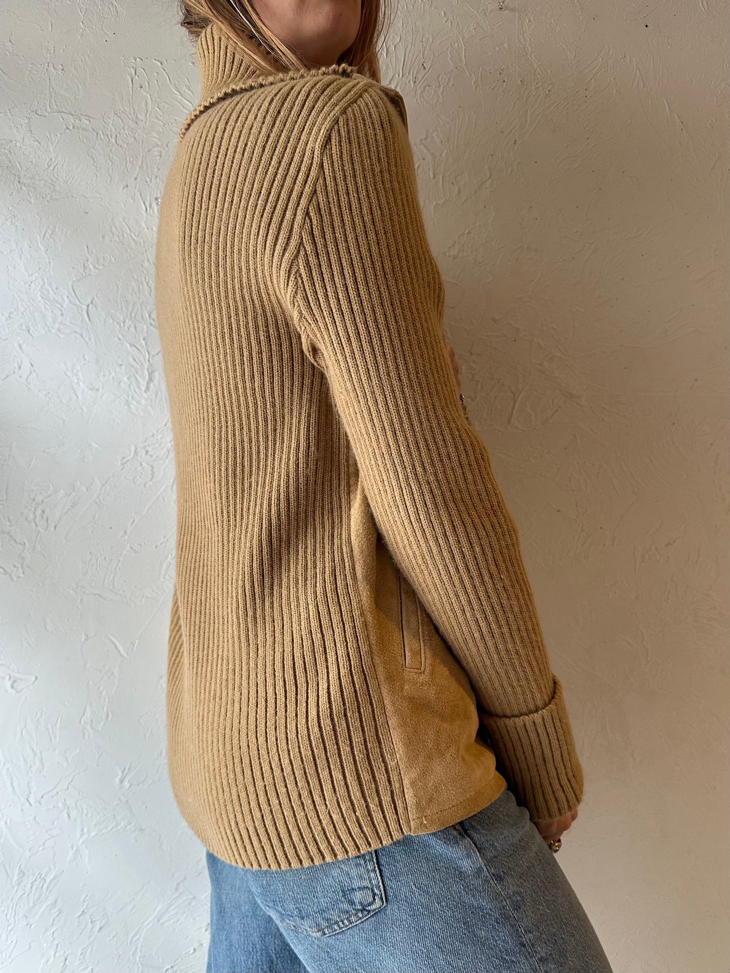 90s ‘BUM’ Beige Knit Jacket / Medium