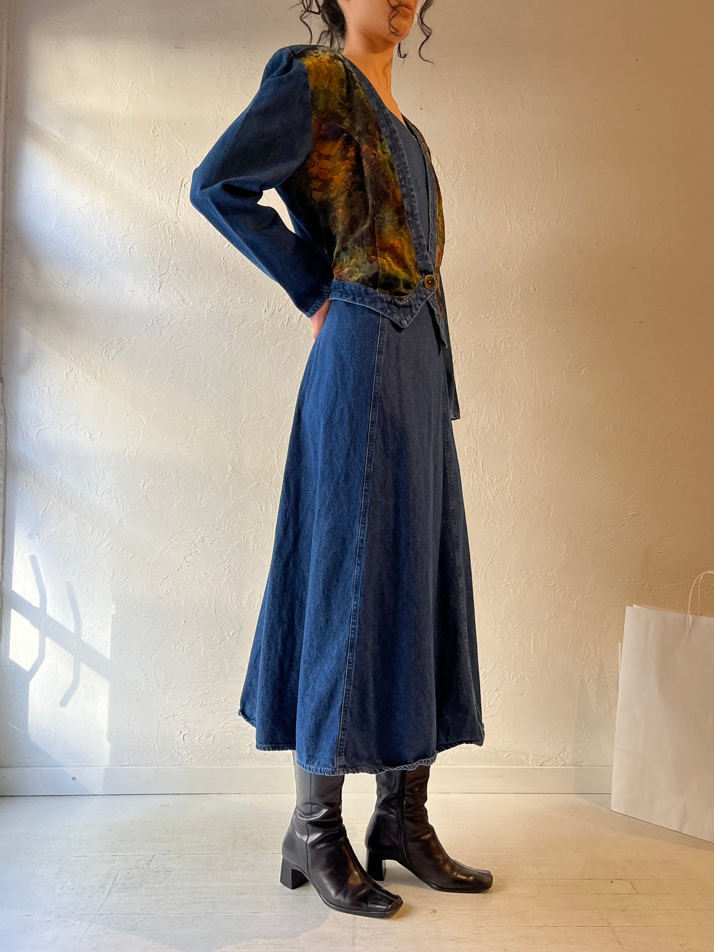90s ‘Sketches’ Long Sleeve Denim Dress / Large