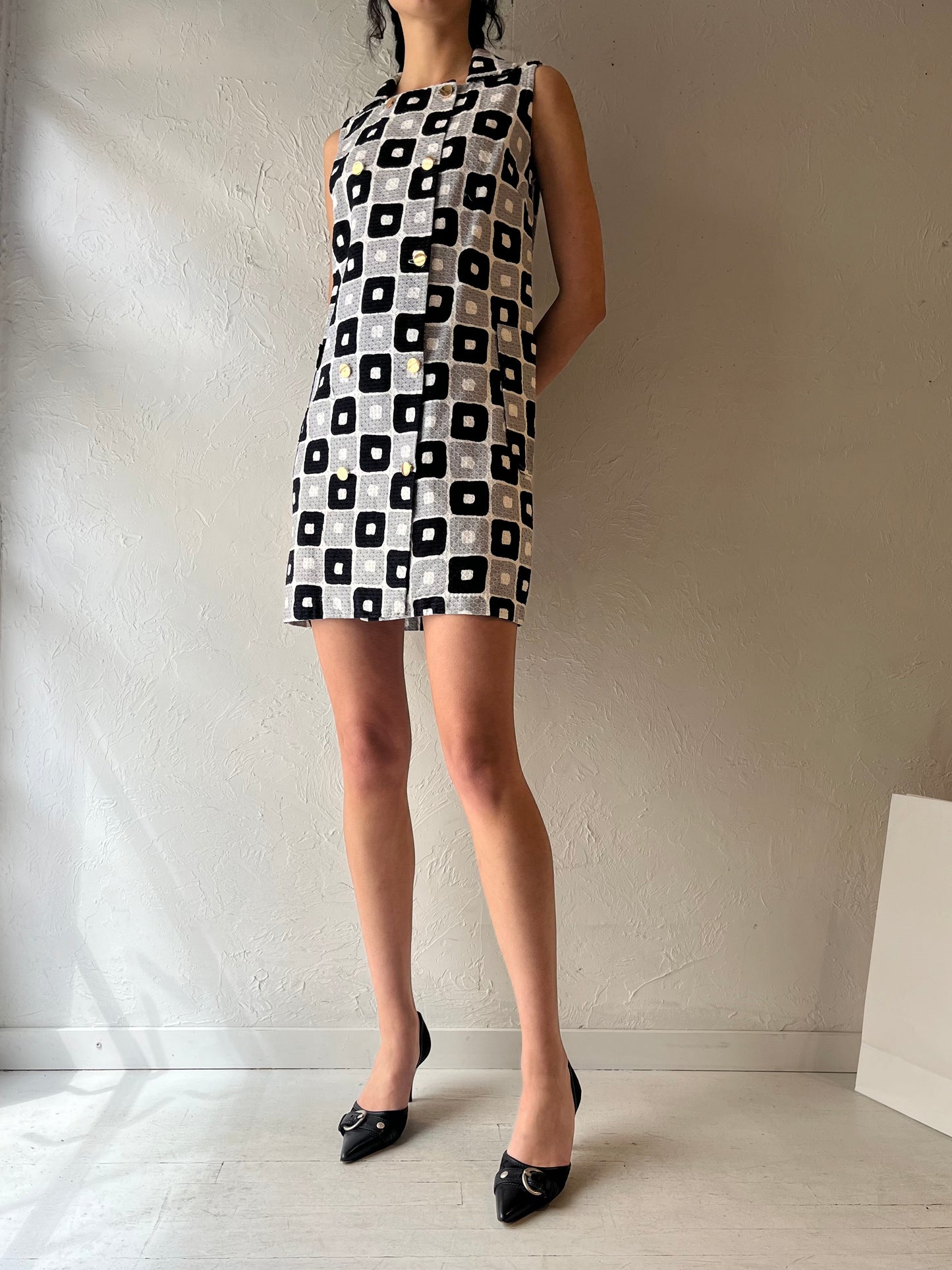70s ‘Playmates’ Check Micro Mini Dress / Small
