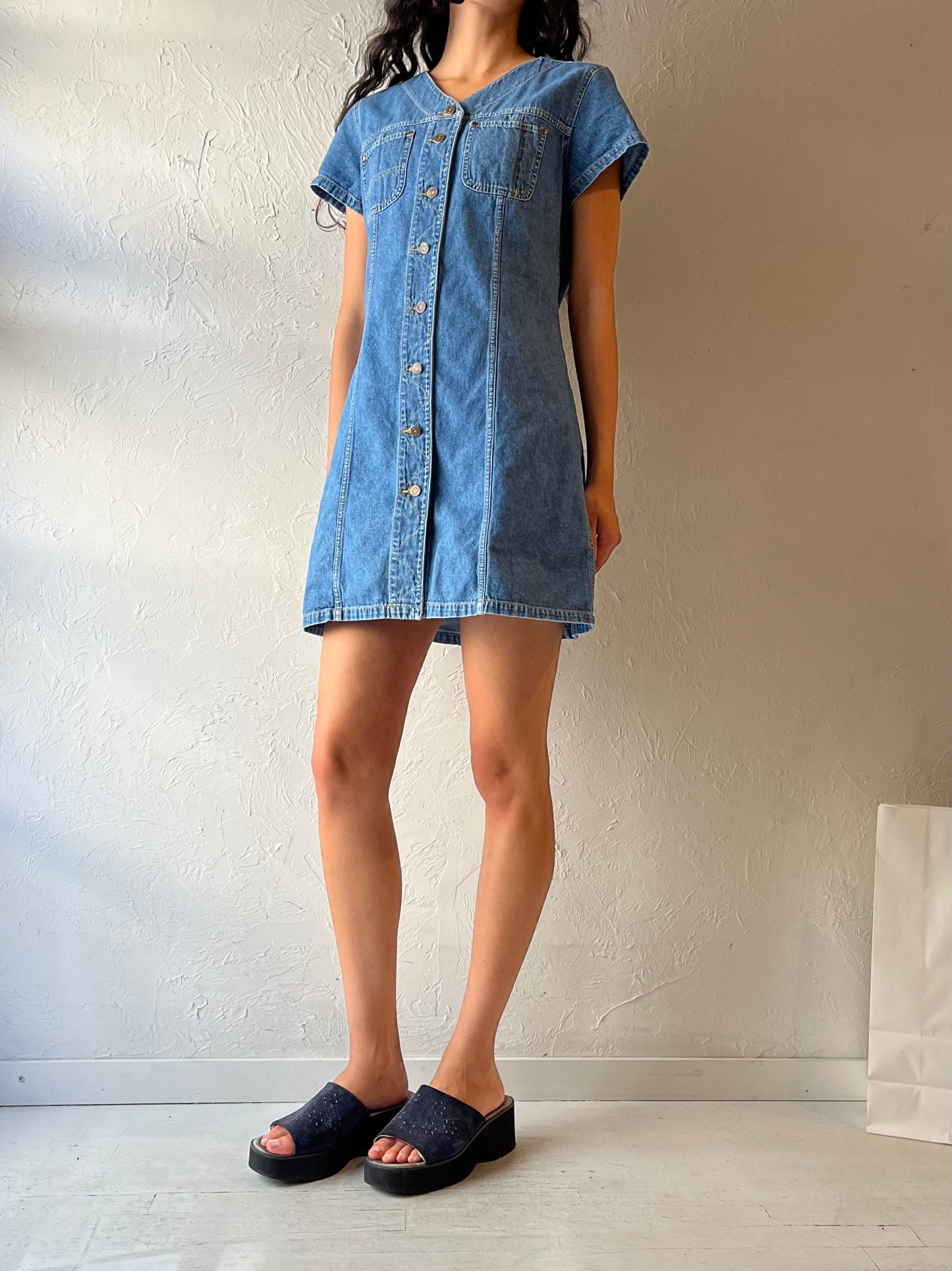 90s ‘Liz Wear’ Denim Mini Dress / Small