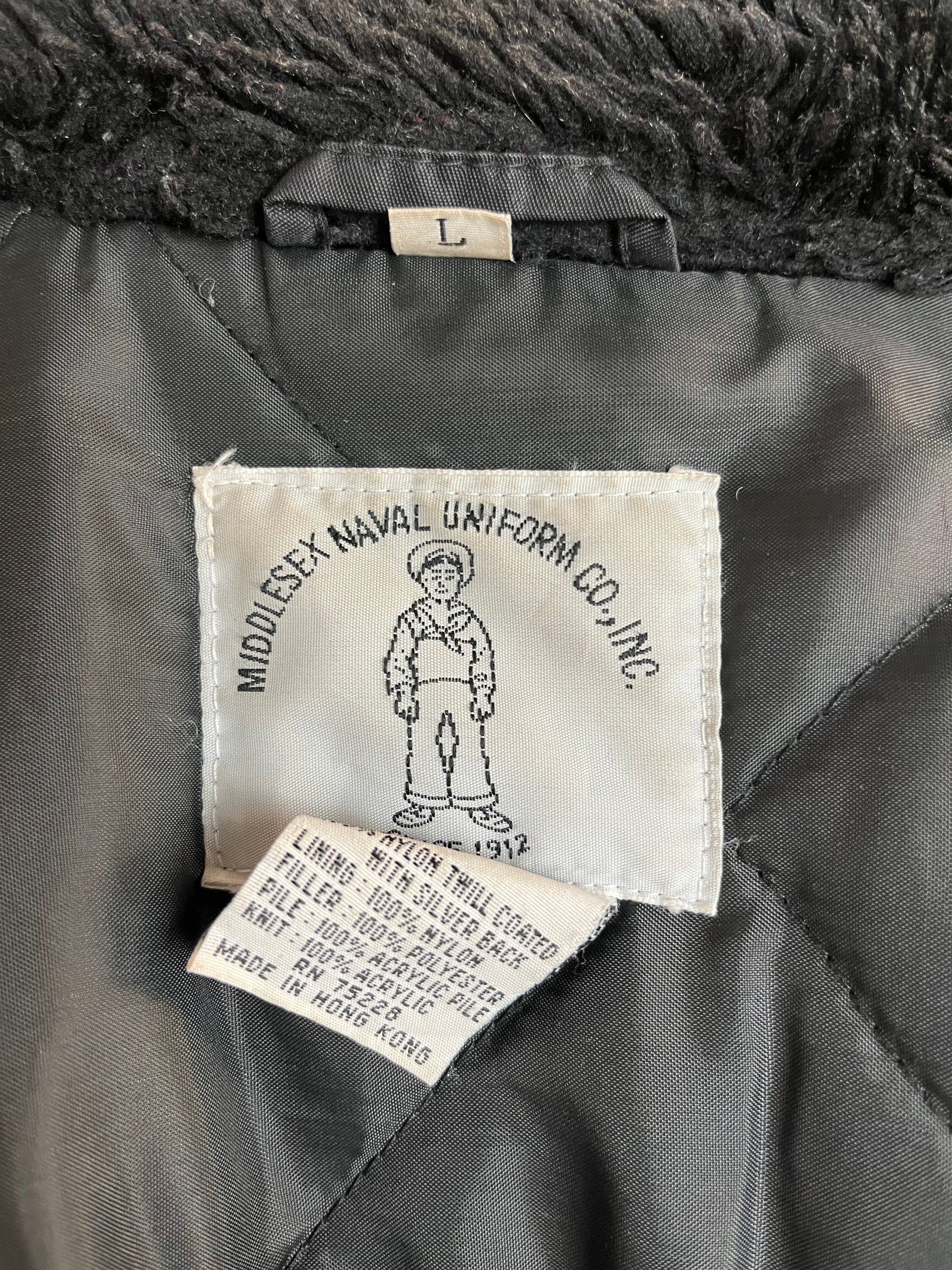 Vintage Black Naval Bomber Jacket / Large