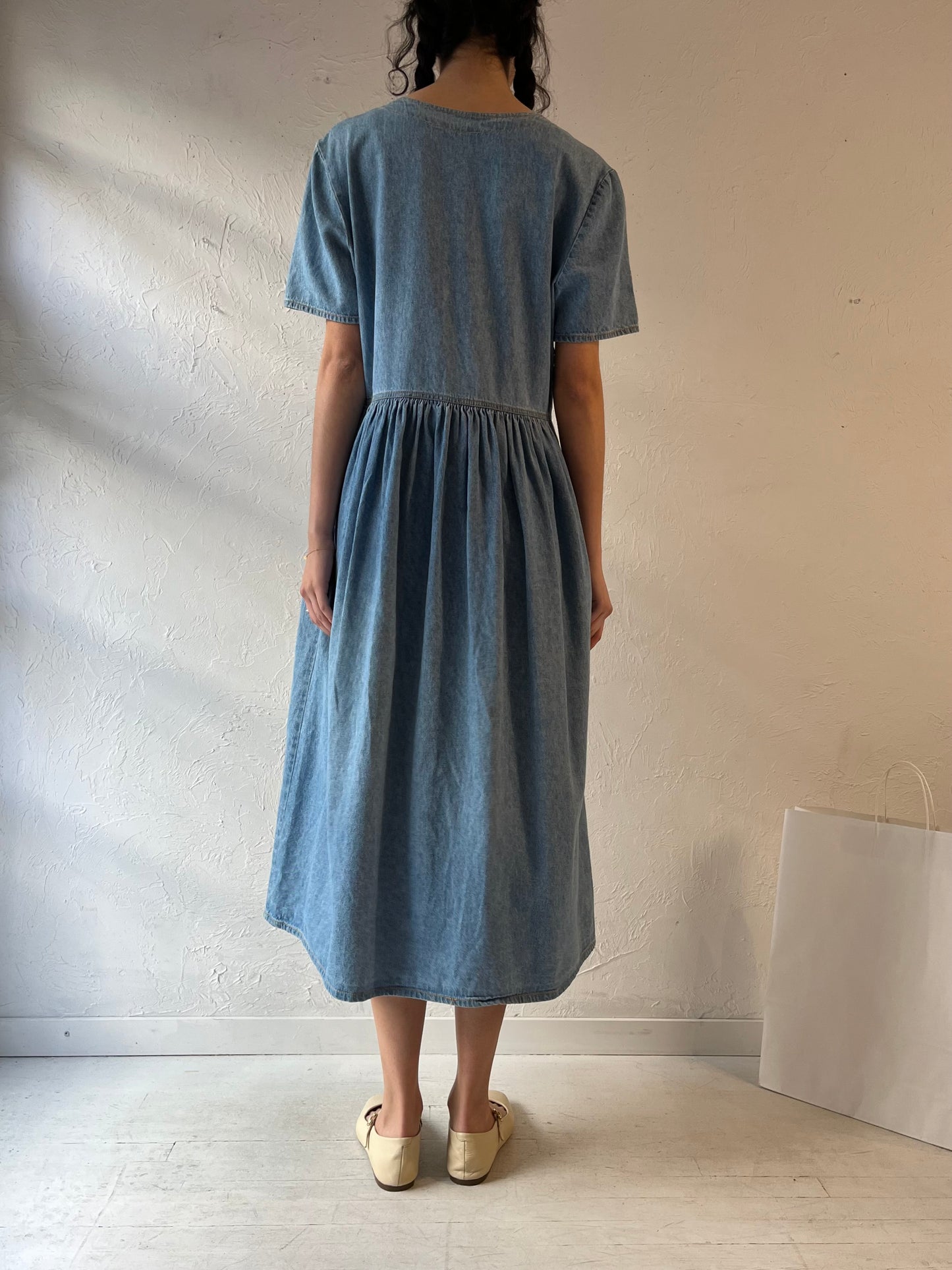 90s ‘Tickets’ Denim Dress / Medium