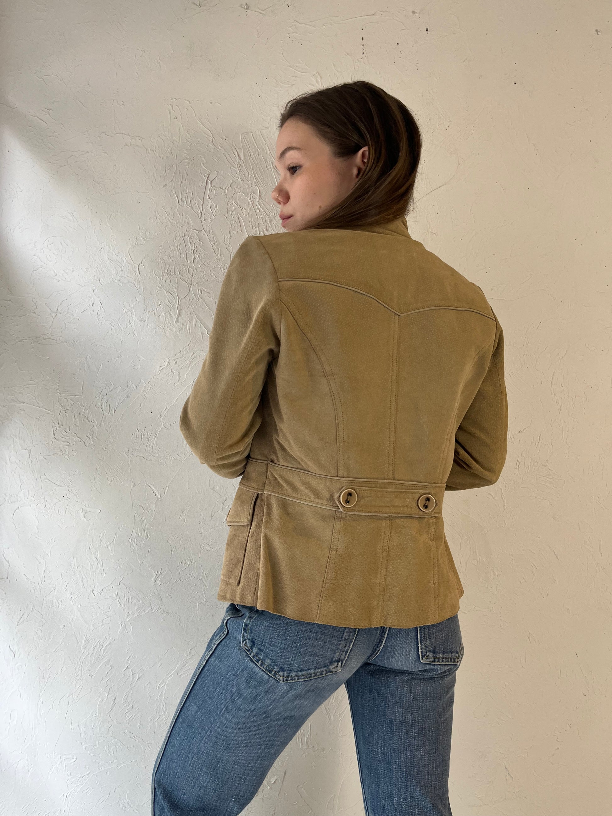 Y2k 'Le Chateau' Suede Leather Jacket / XS