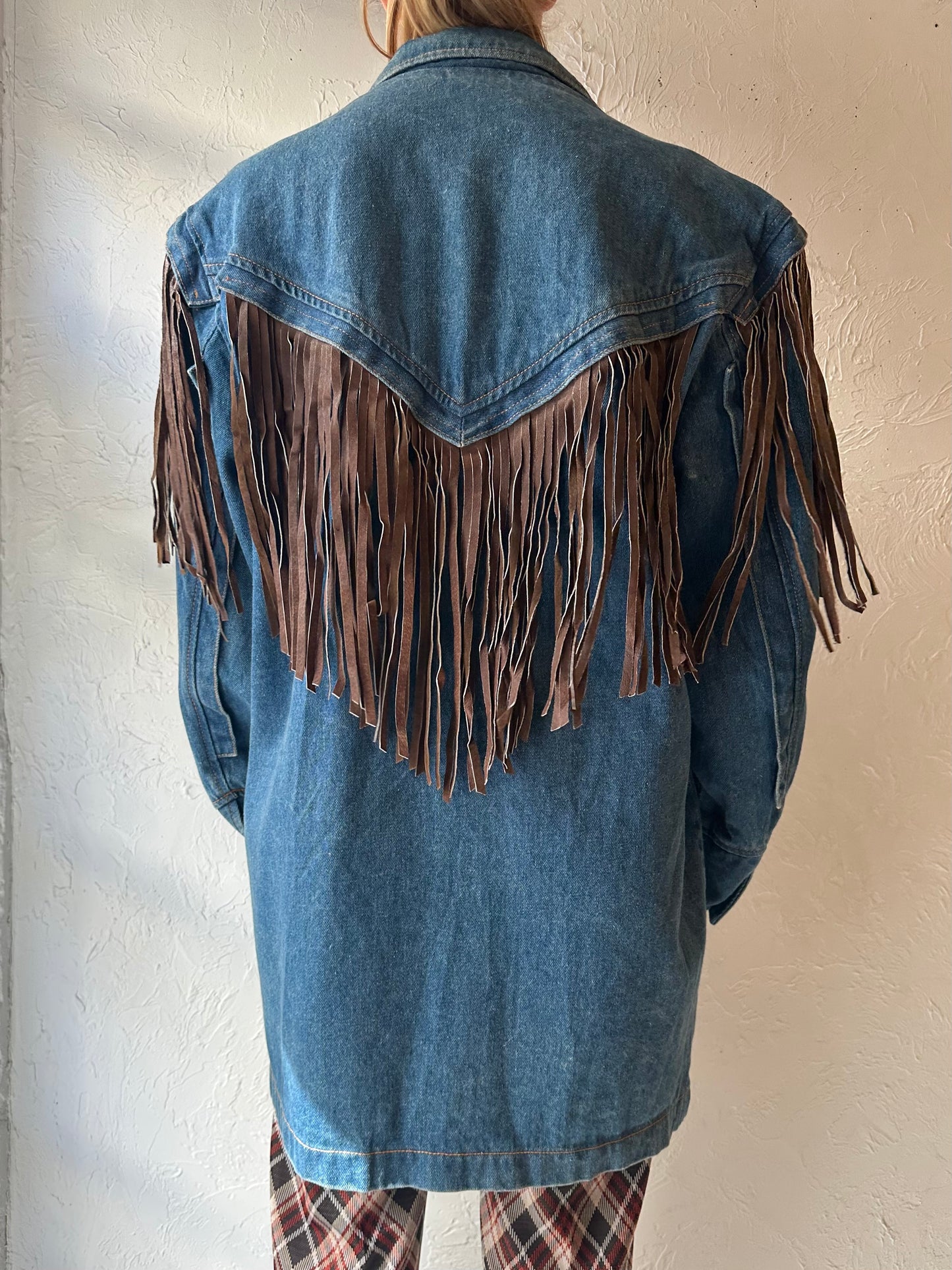 90s 'Whipp' Denim Fringe Jacket / Medium