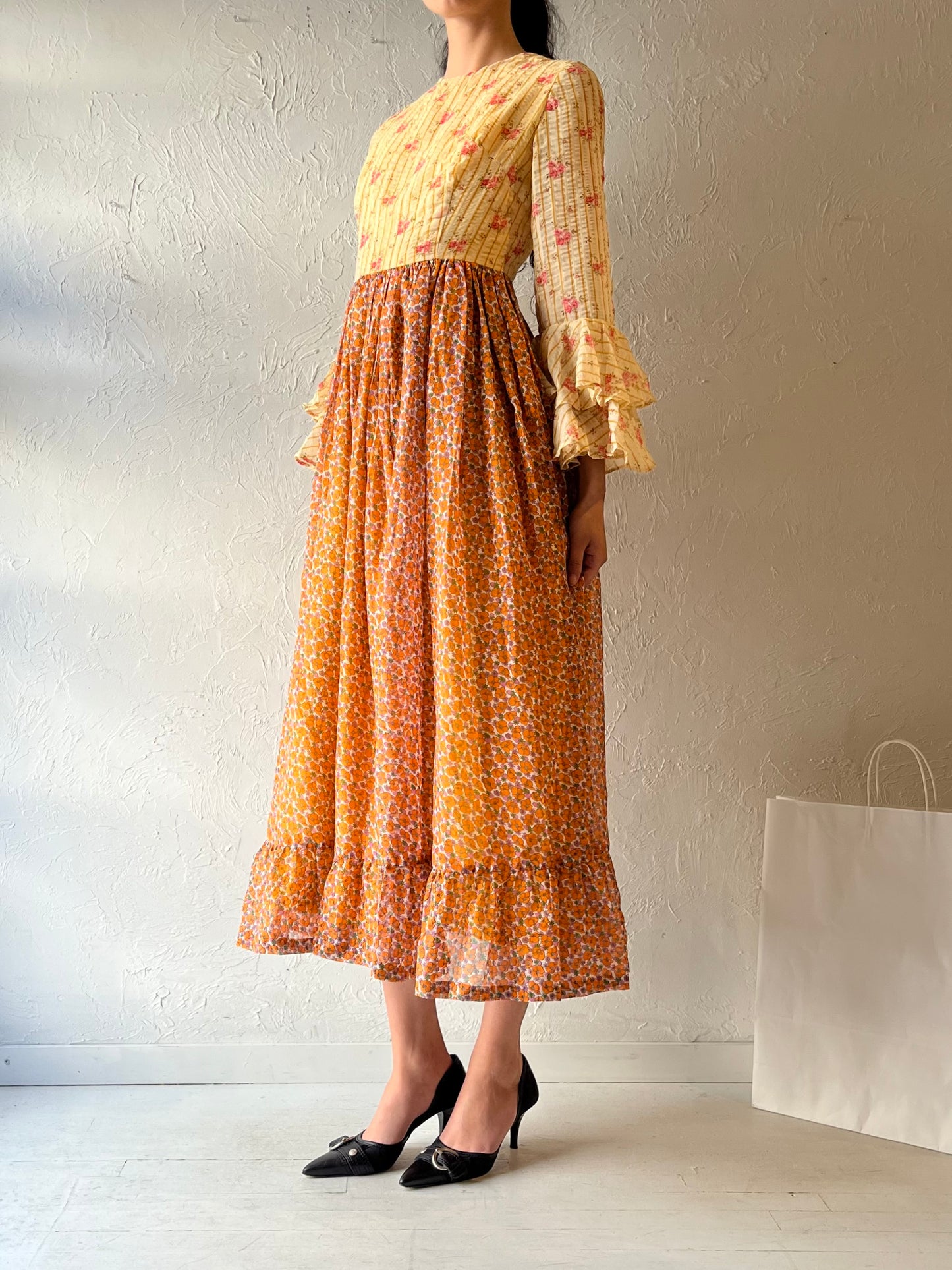 Vintage Handmade Long Sleeve Prairie Dress / Small