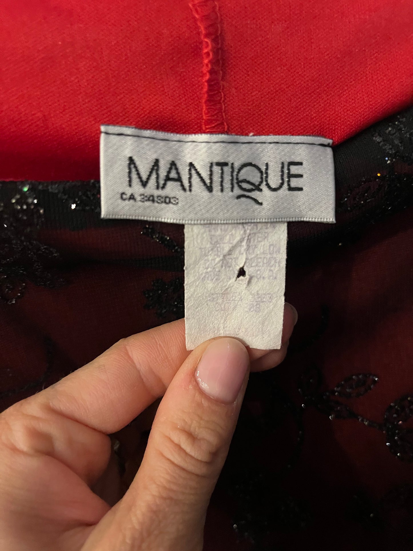 90s ‘Mantique’ Red Sparkly Goth Dress / Medium