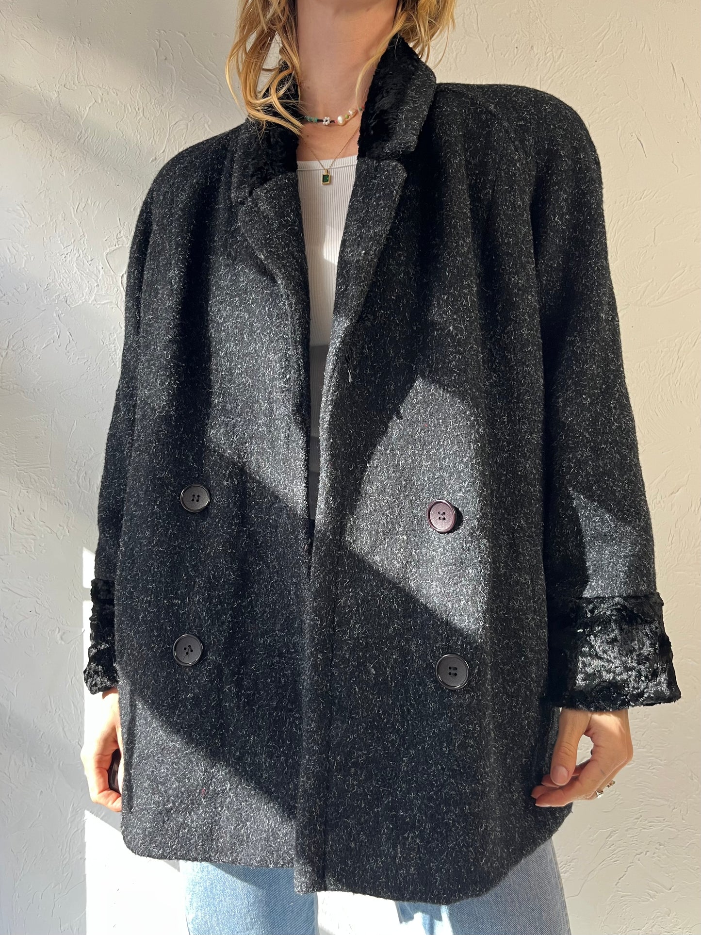 90s 'Sears' Gray Wool Nylon Jacket / Medium