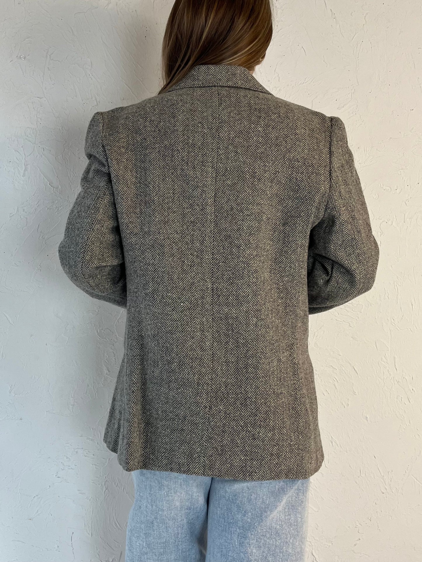 90s ‘Ashley Brooke’ Gray Houndstooth Blazer Jacket / Small