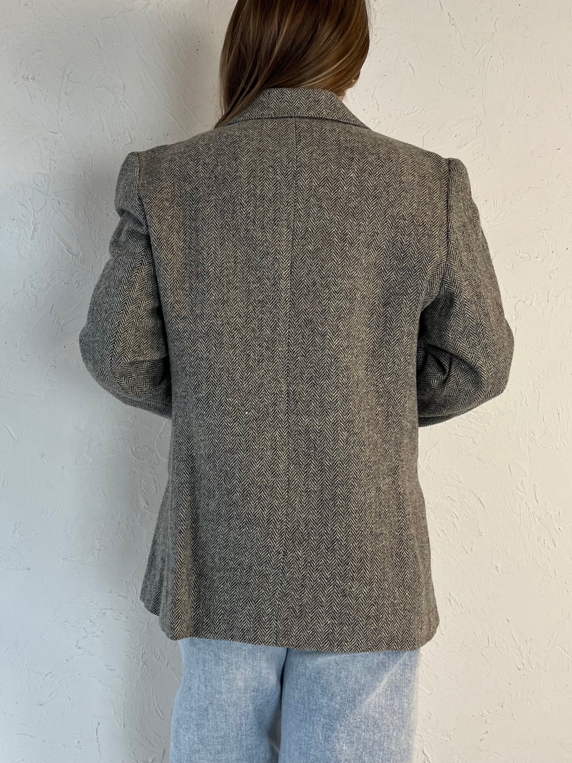 90s ‘Ashley Brooke’ Gray Houndstooth Blazer Jacket / Small