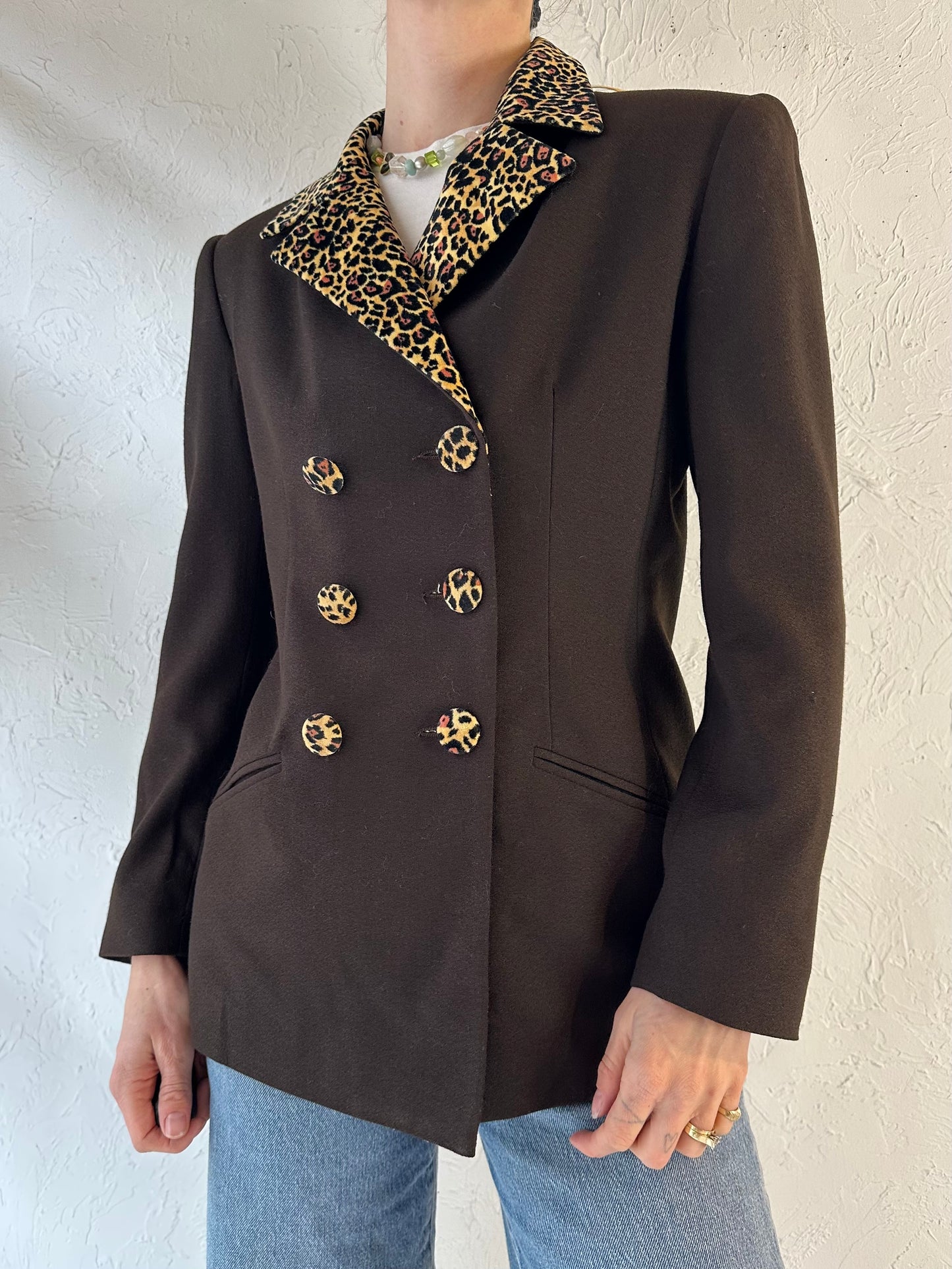 90s ‘Jules Miller’ Leopard Blazer Jacket / Small
