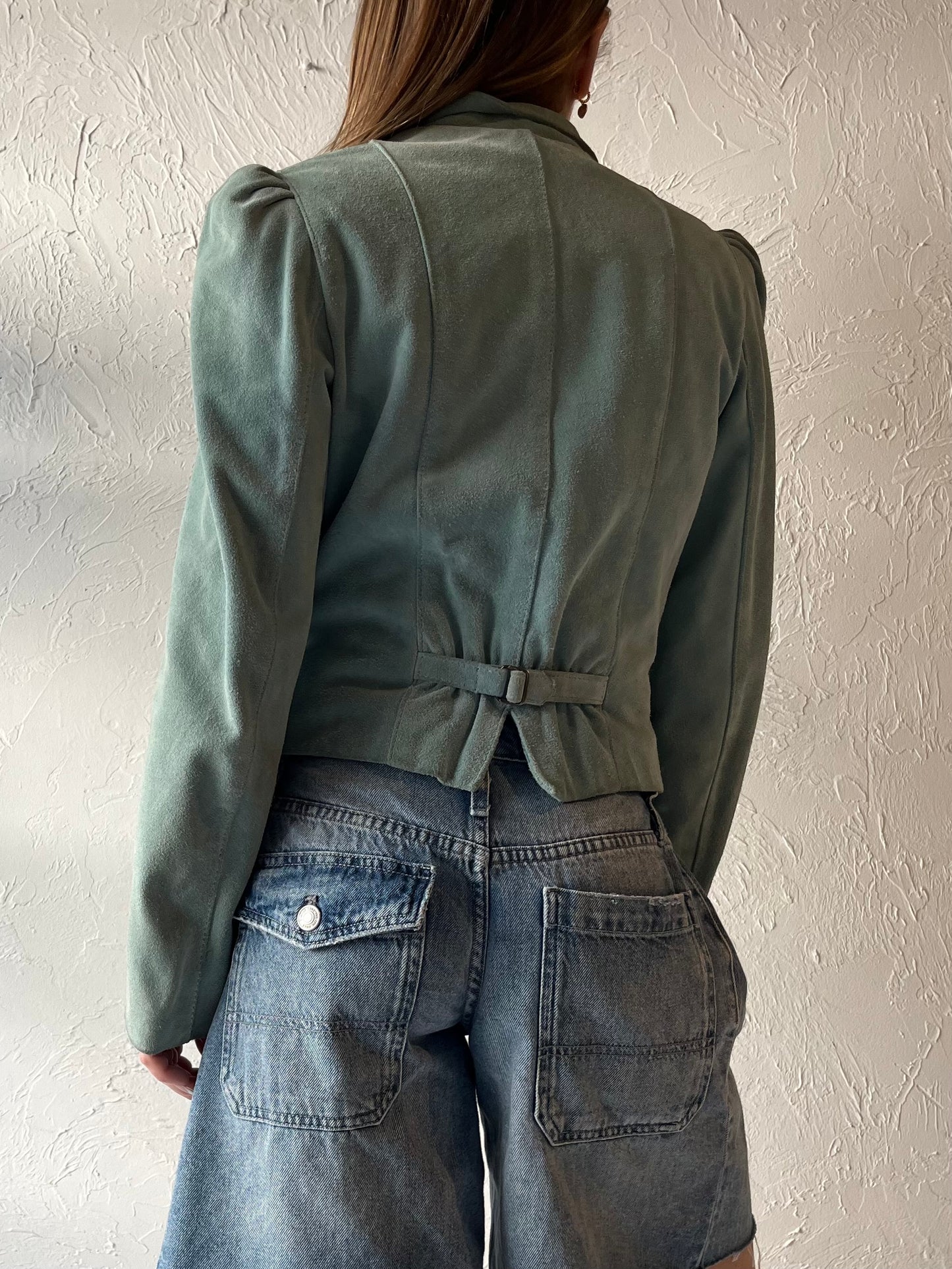 80s 'Wilsons Leather' Blue Suede Jacket / Small