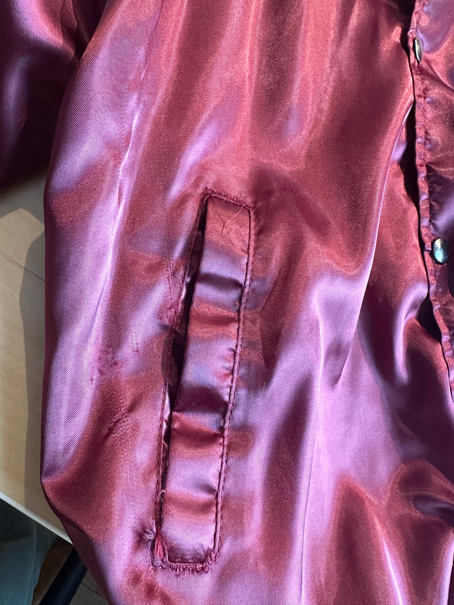 80s 'Trophy' Burgundy Nylon Bomber / Small